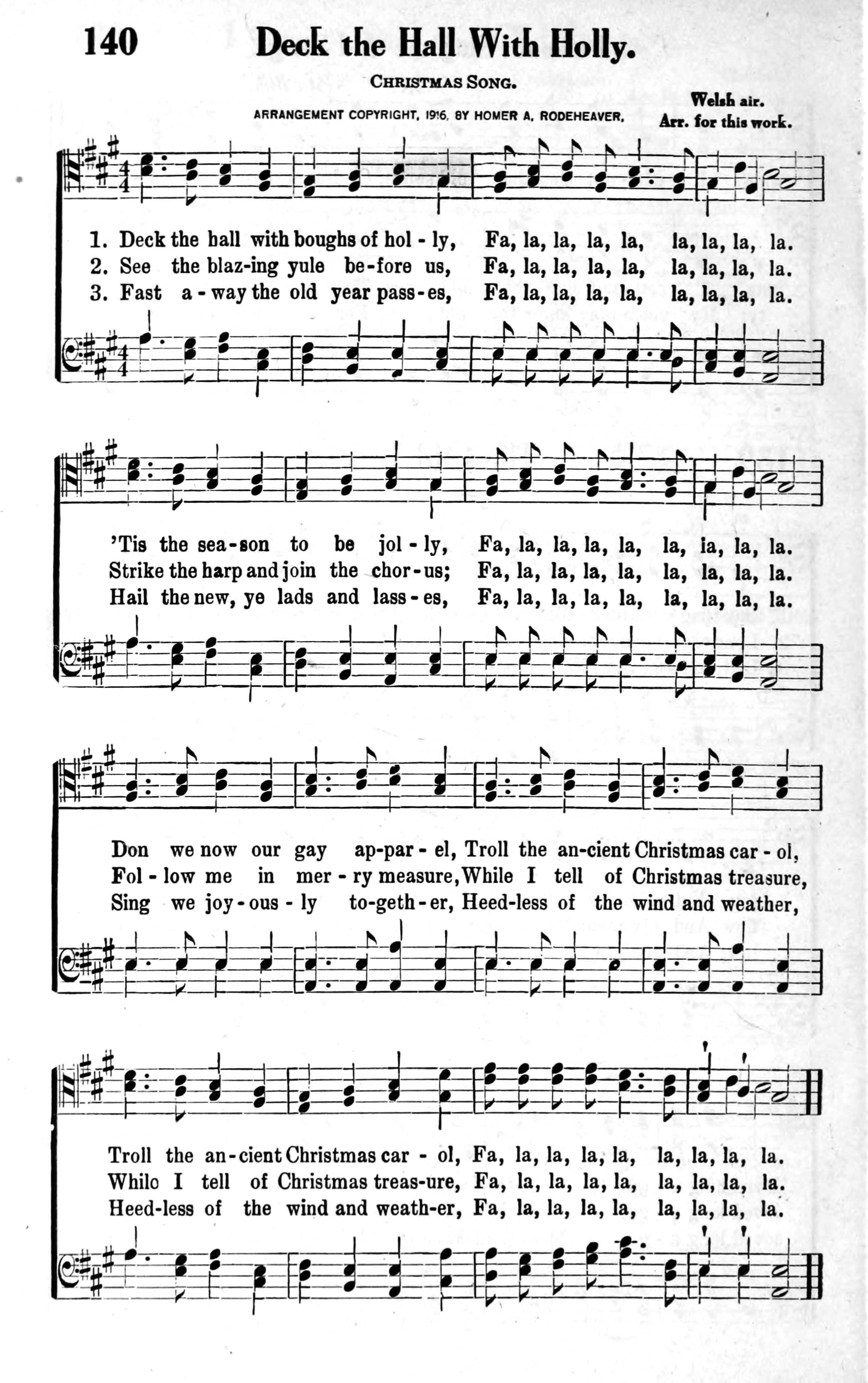 Hymn Sheet for Deck the Hall With Holly