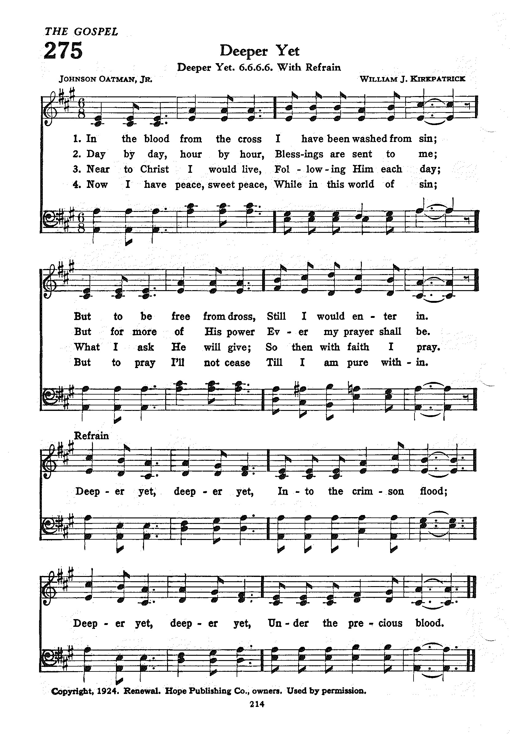 Hymn Sheet for Deeper Yet