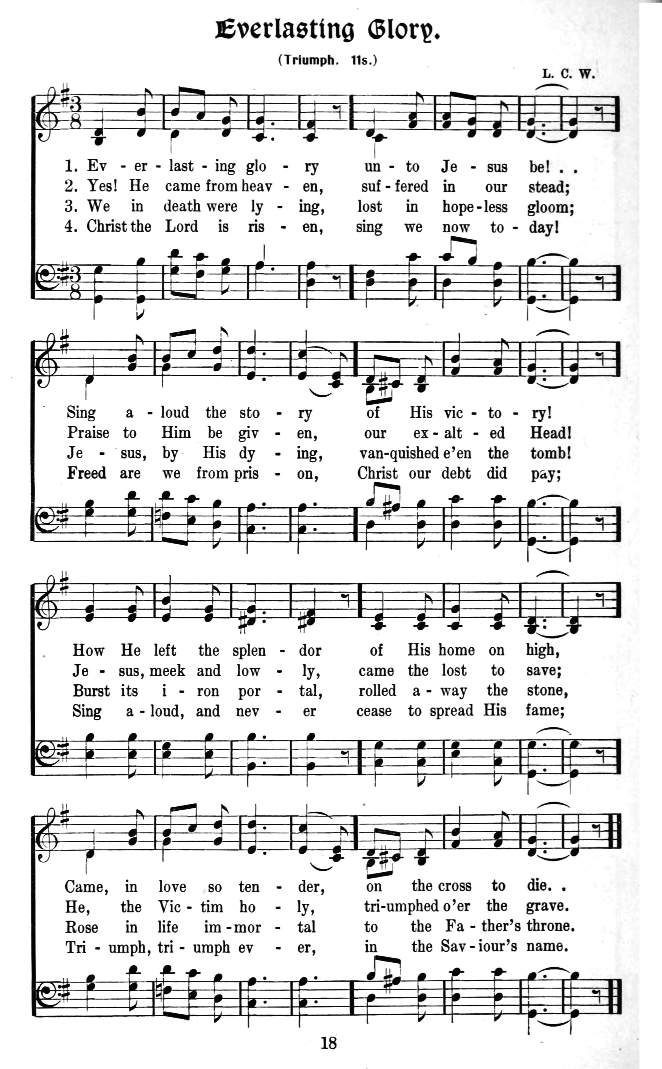Hymn Sheet for Everlasting glory unto Jesus be