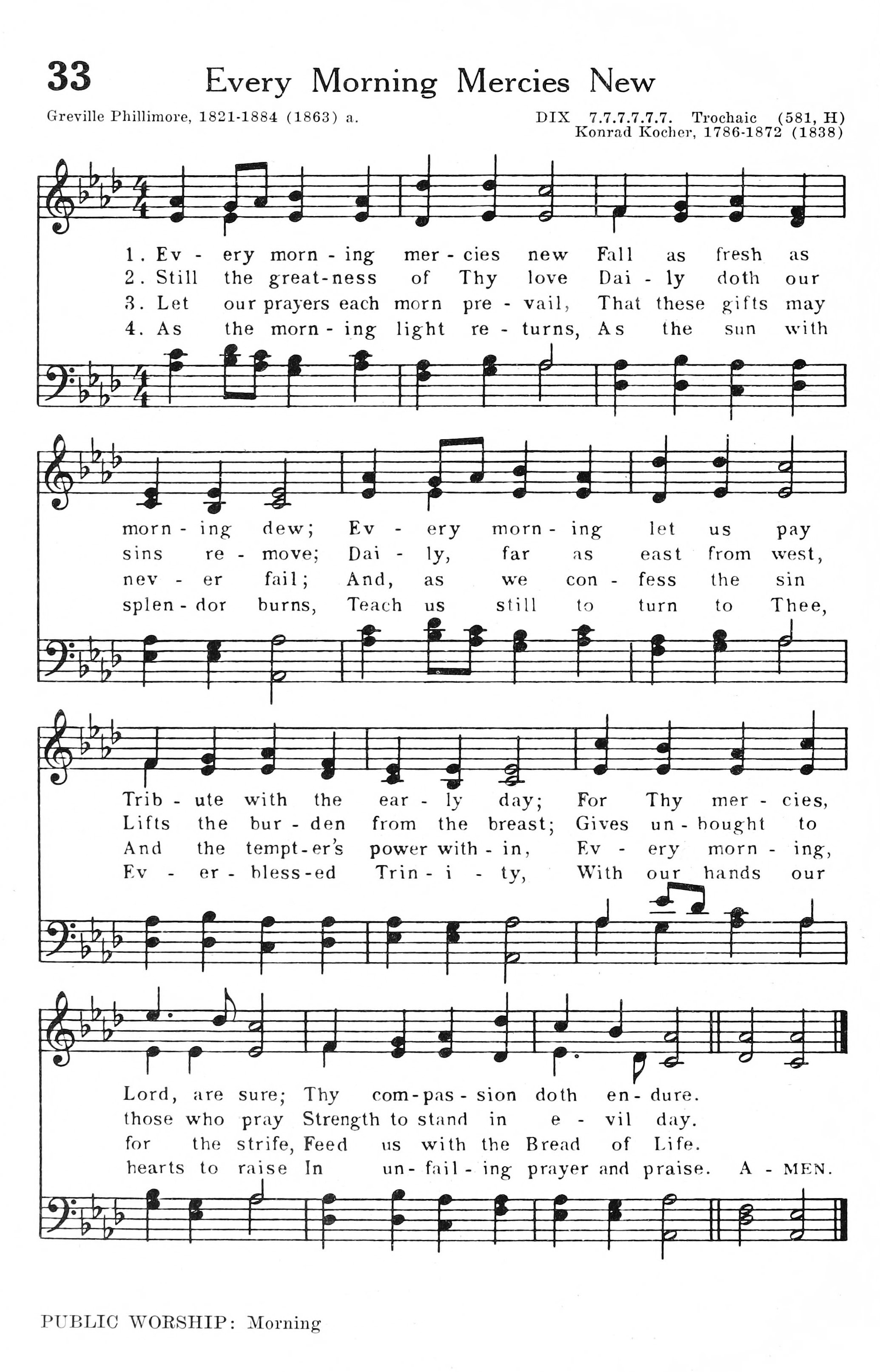 Hymn Sheet for Every Morning Mercies New