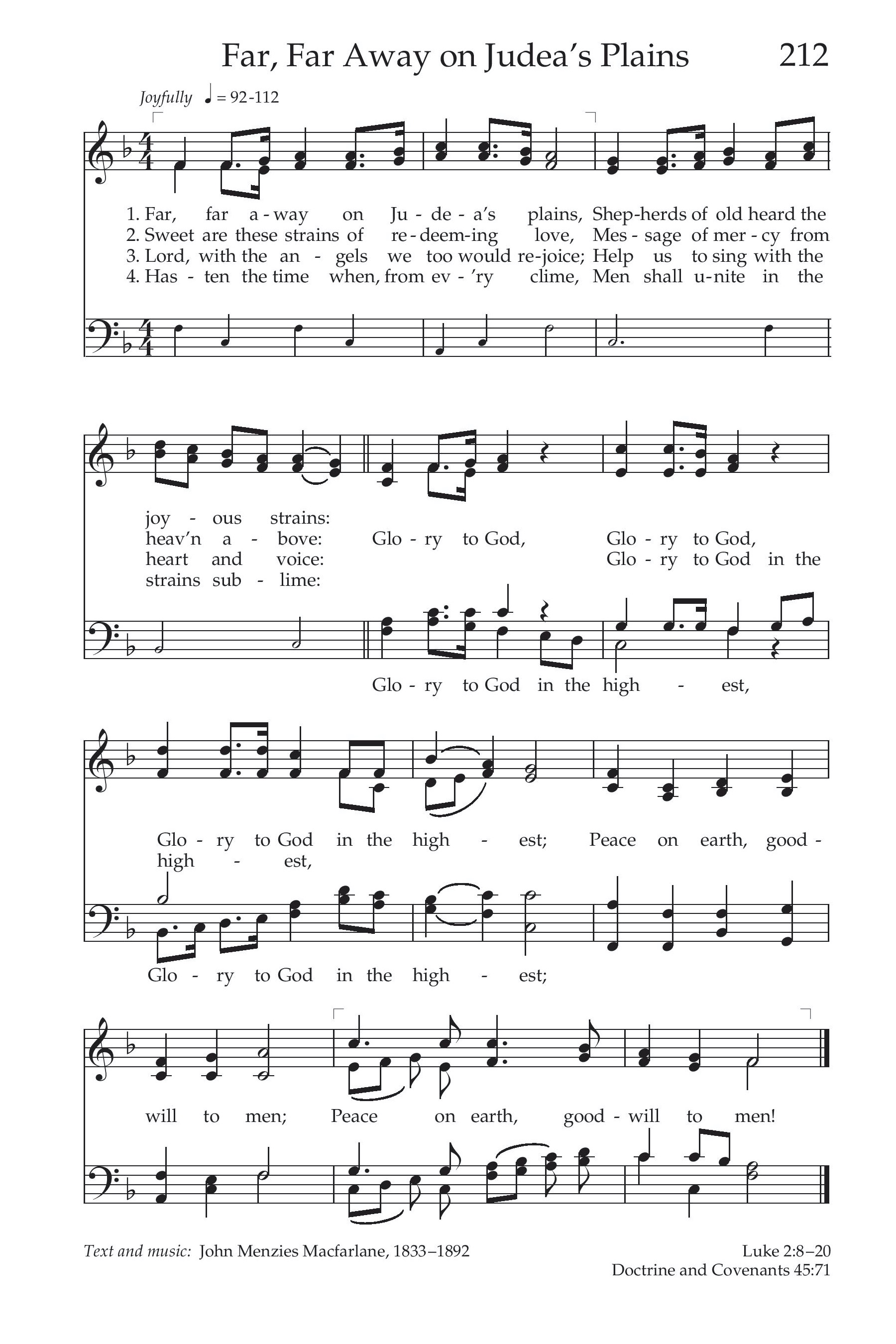 Hymn Sheet for Far, Far Away on Judea's Plains