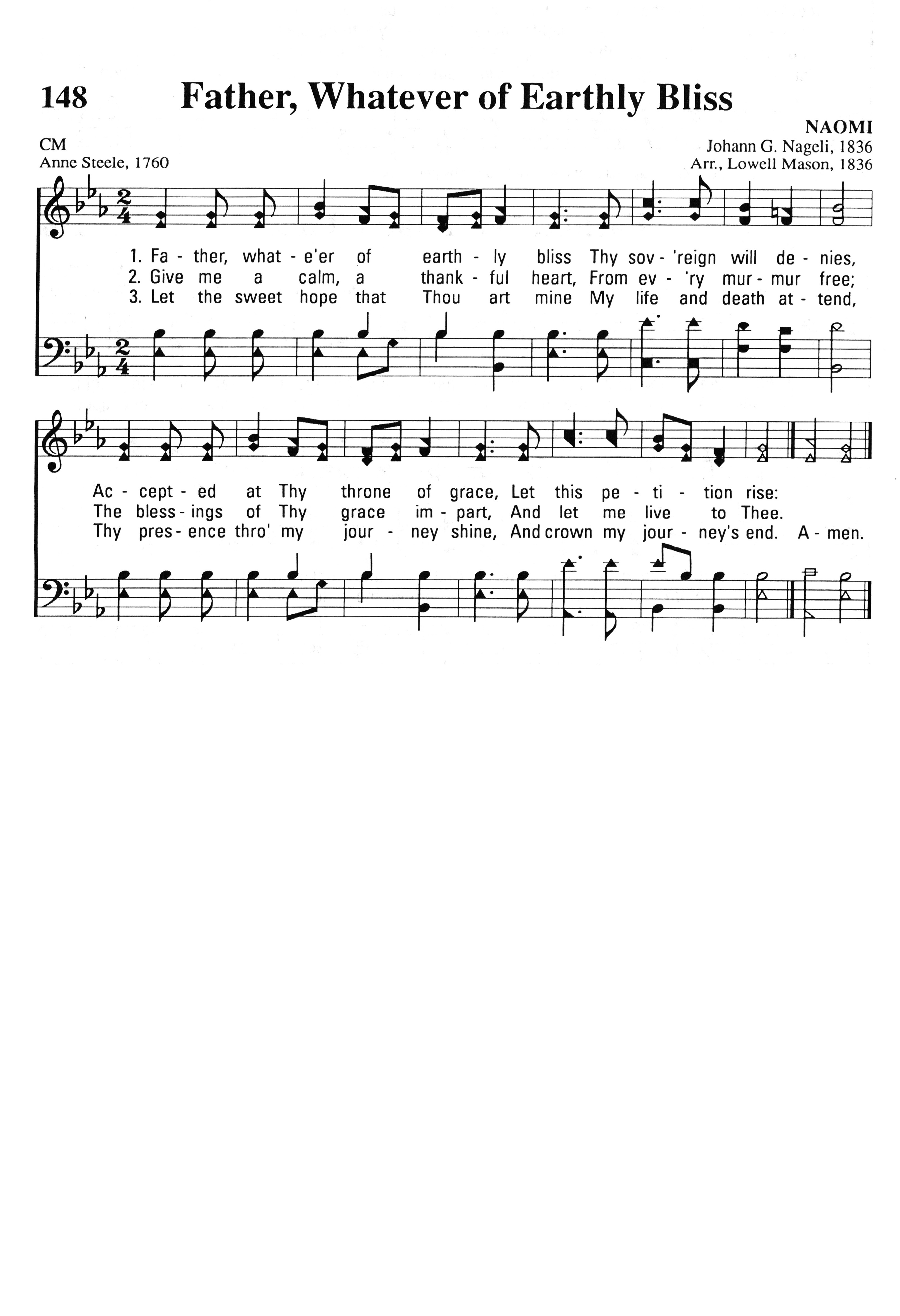 Hymn Sheet for Father, Whatever of Earthly Bliss