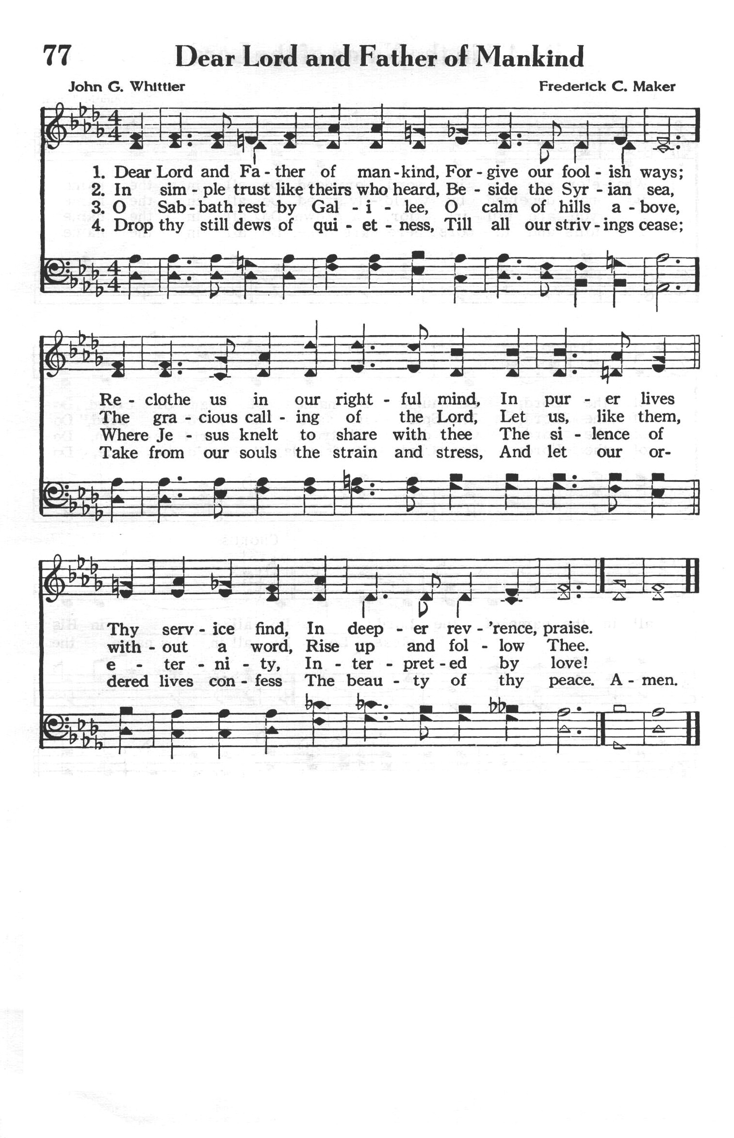 Hymn Sheet for Father, hear Thy children's call