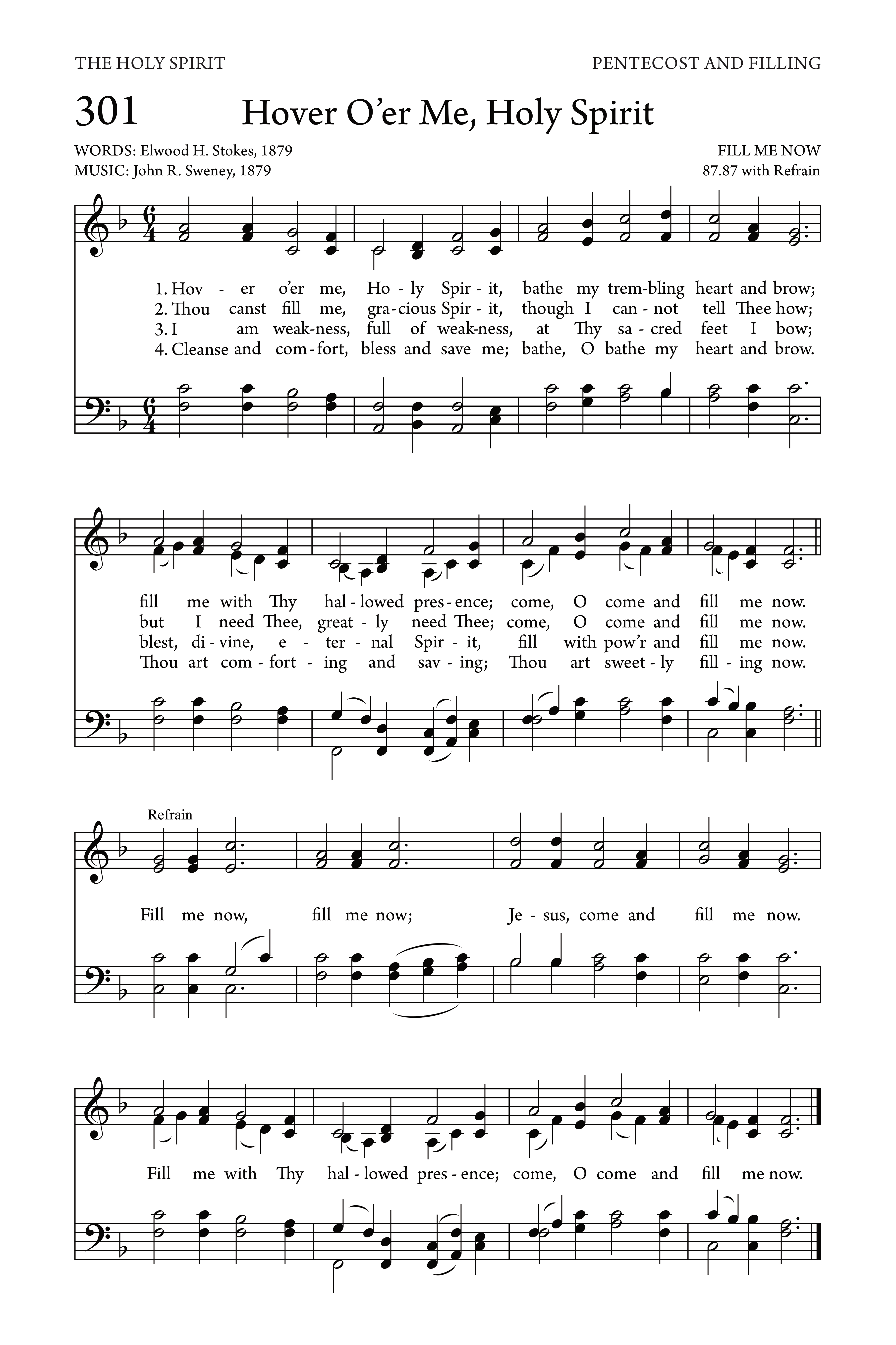 Hymn Sheet for Fill Me Now