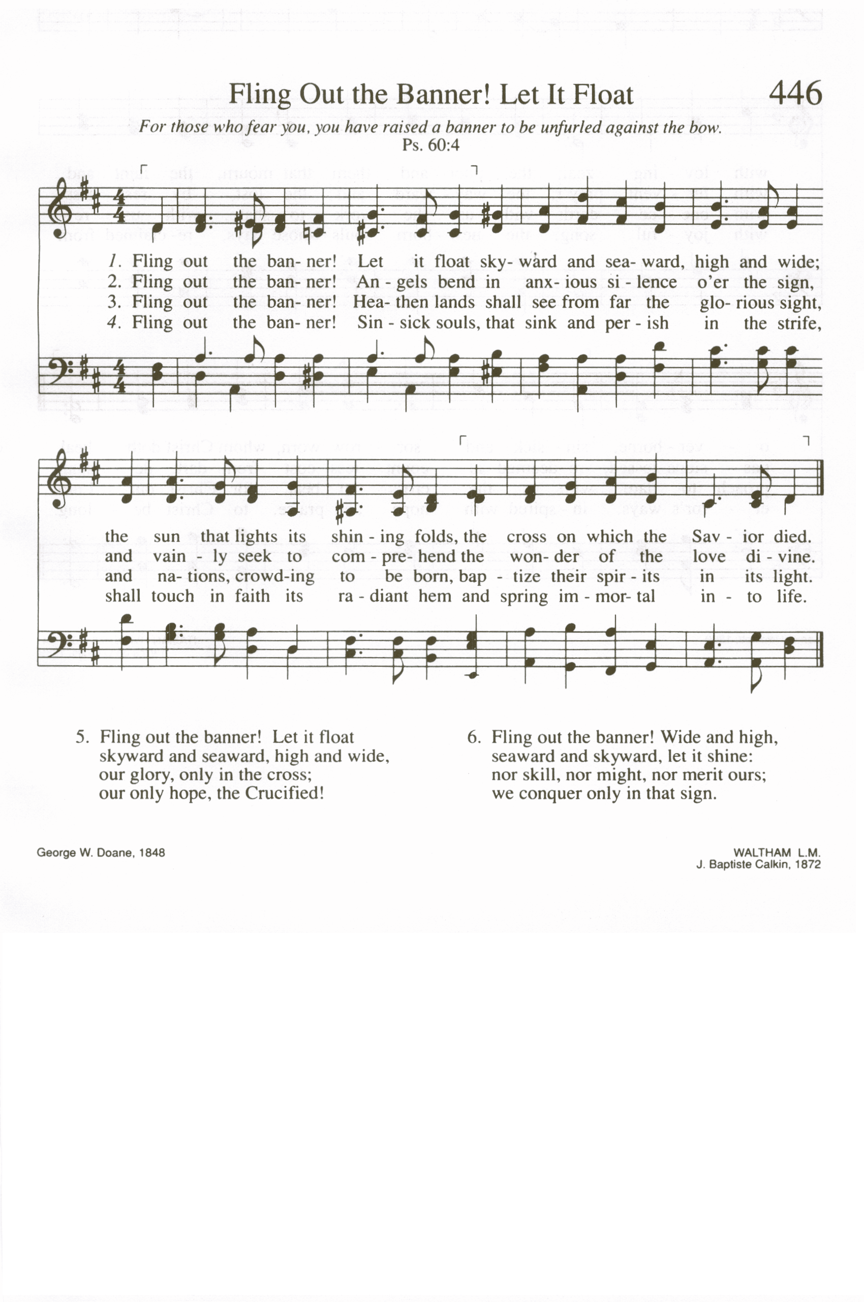Hymn Sheet for Fling Out The Banner, Let It Float