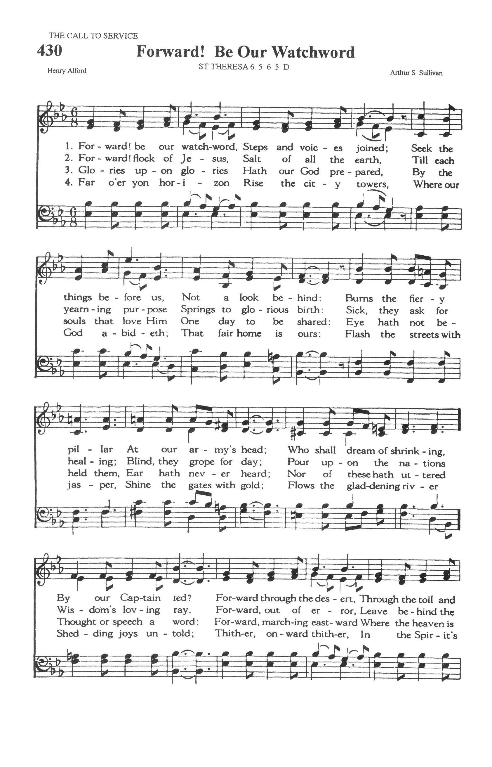 Hymn Sheet for Forward! be our watchword