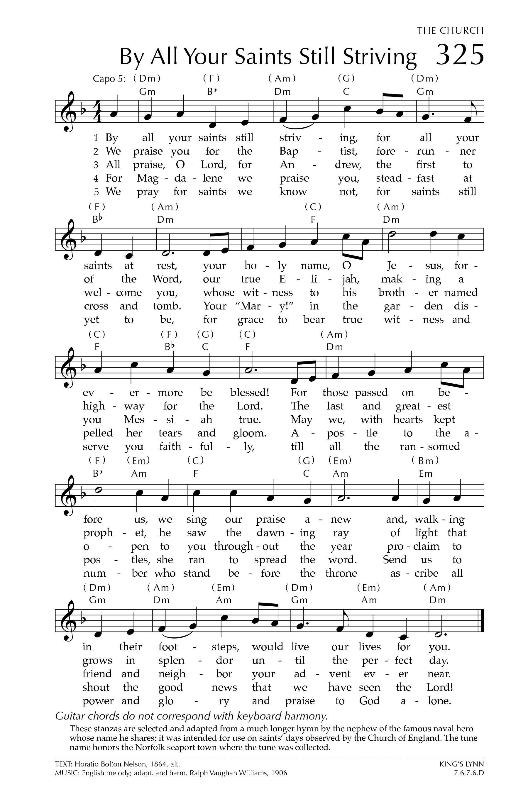 Hymn Sheet for From all Thy Saints in Warfare