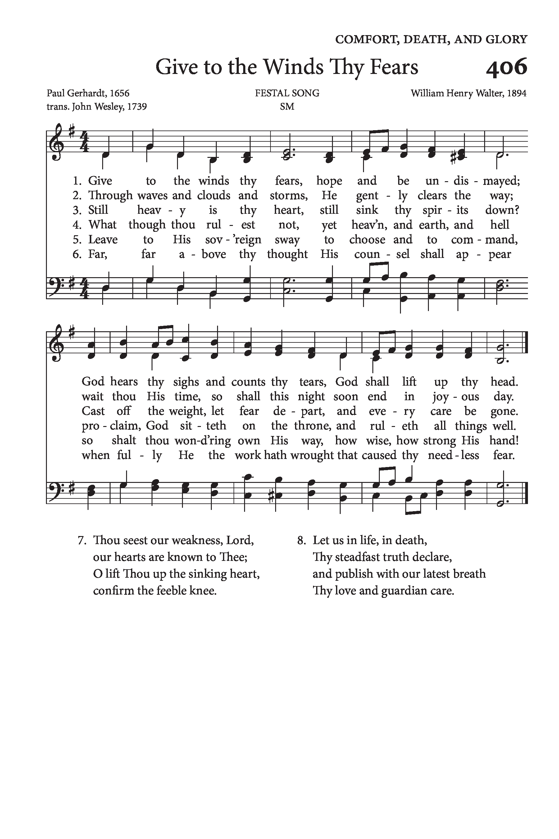Hymn Sheet for Give to the Winds Thy Fears