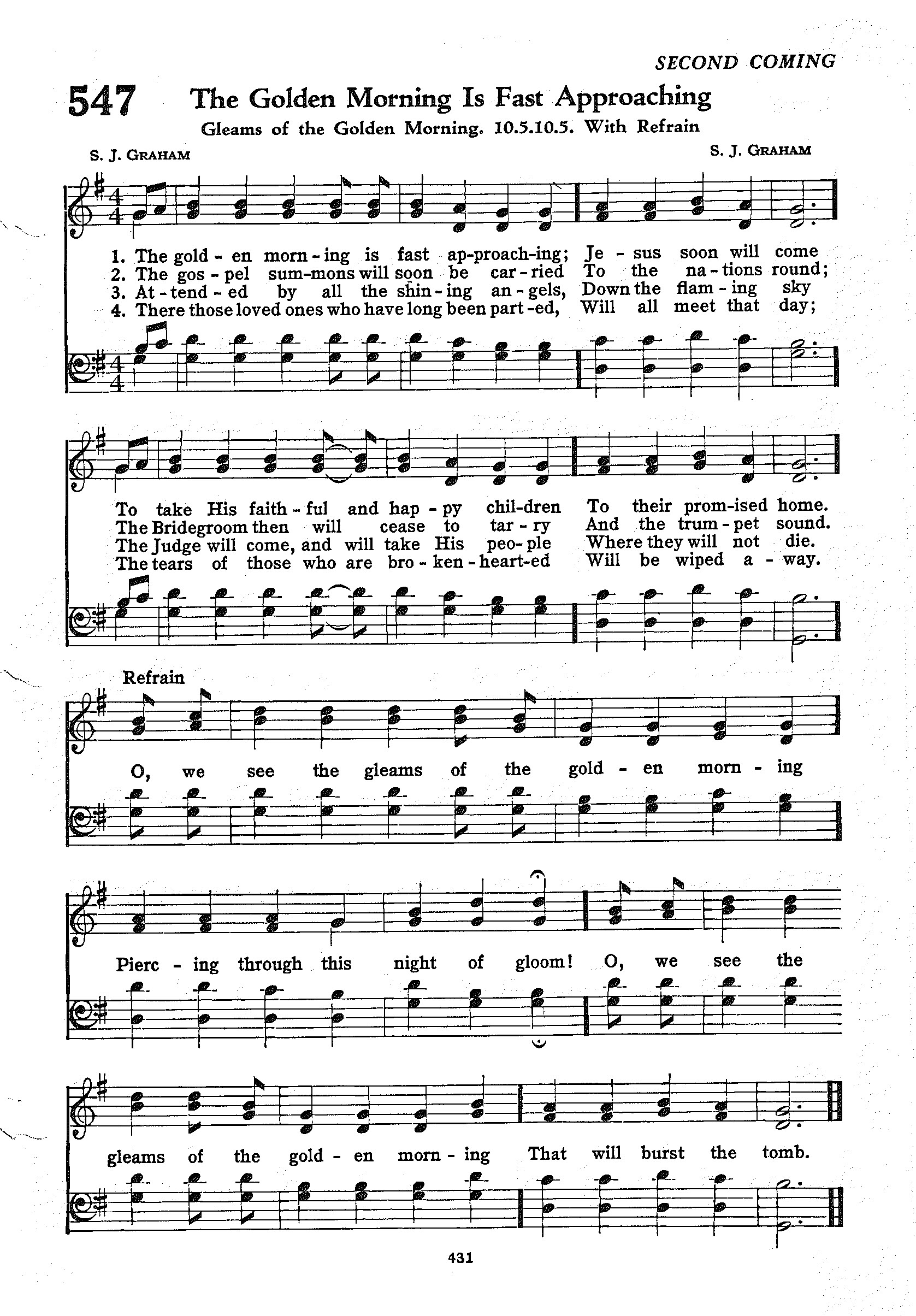 Hymn Sheet for Gleams of the Golden Morning