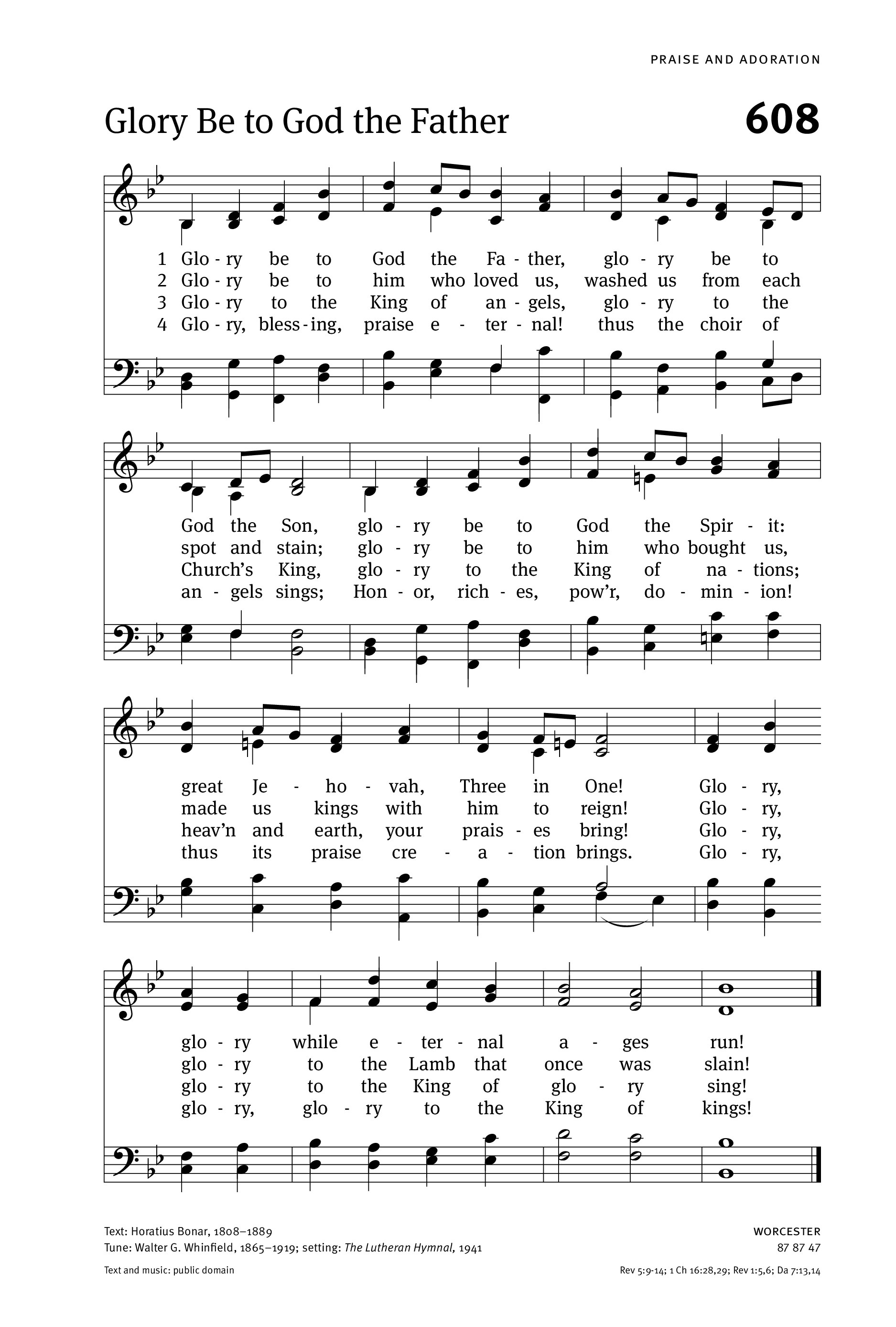 Hymn Sheet for Glory Be to God the Father