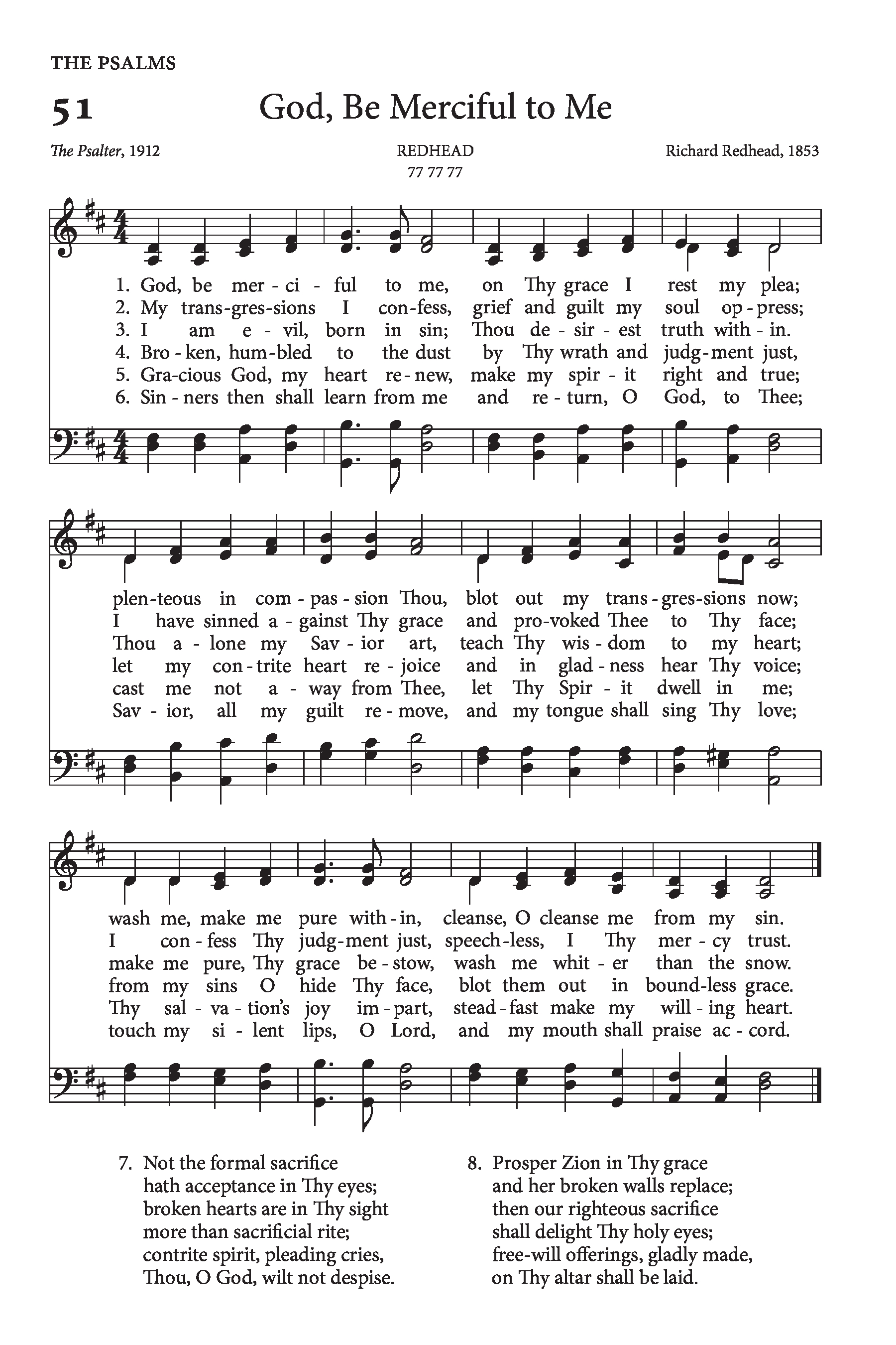 Hymn Sheet for God, Be Merciful to Me On thy grace