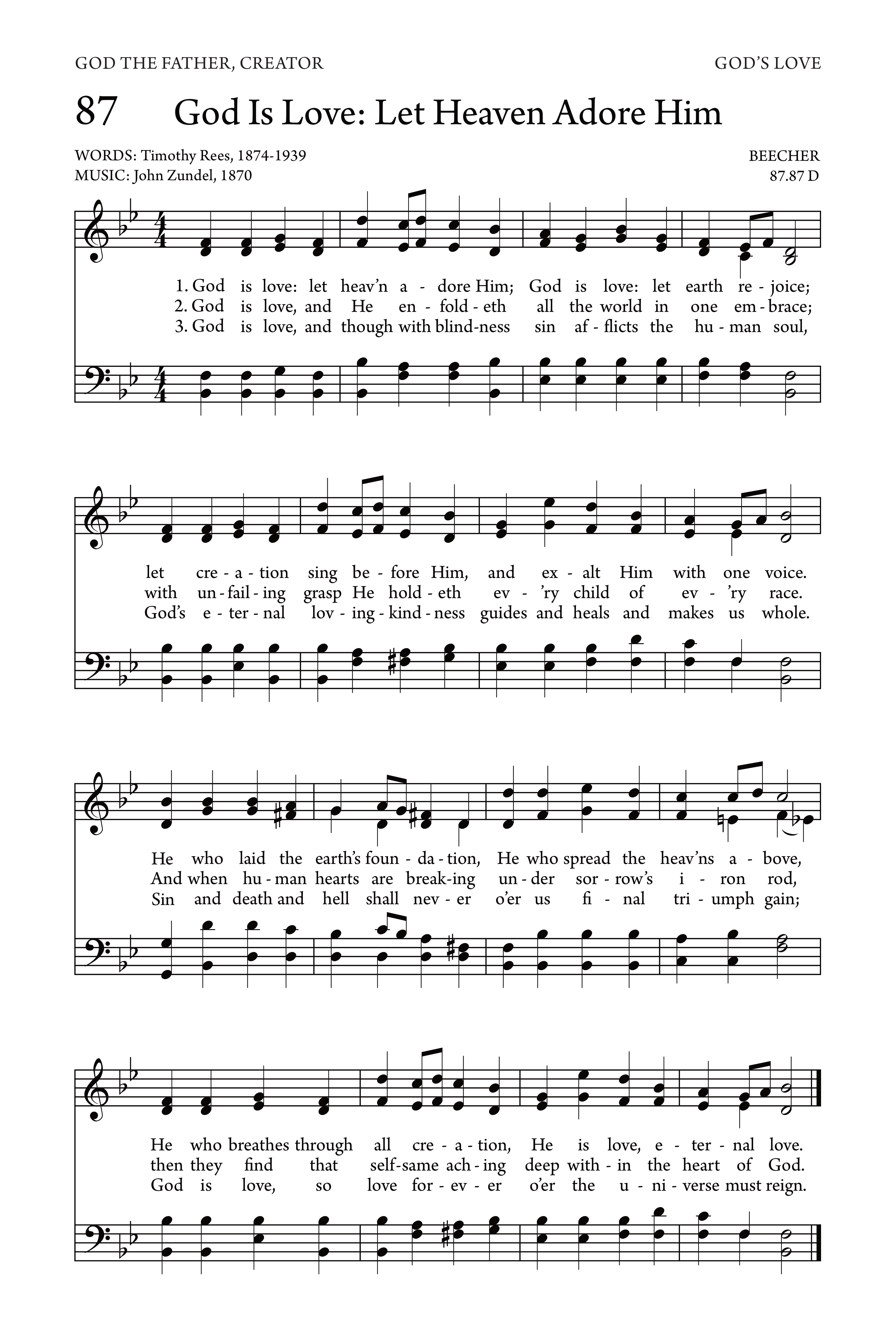 Hymn Sheet for God is Love, Let Heaven Adore Him