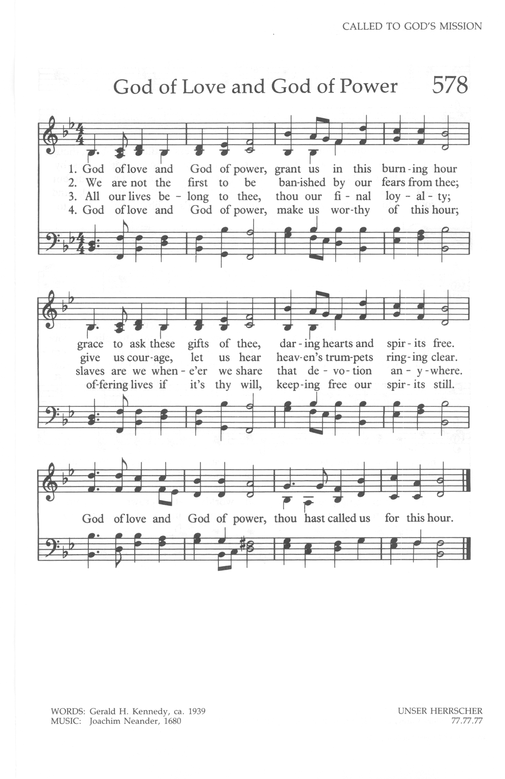 Hymn Sheet for God of Love and God of Power