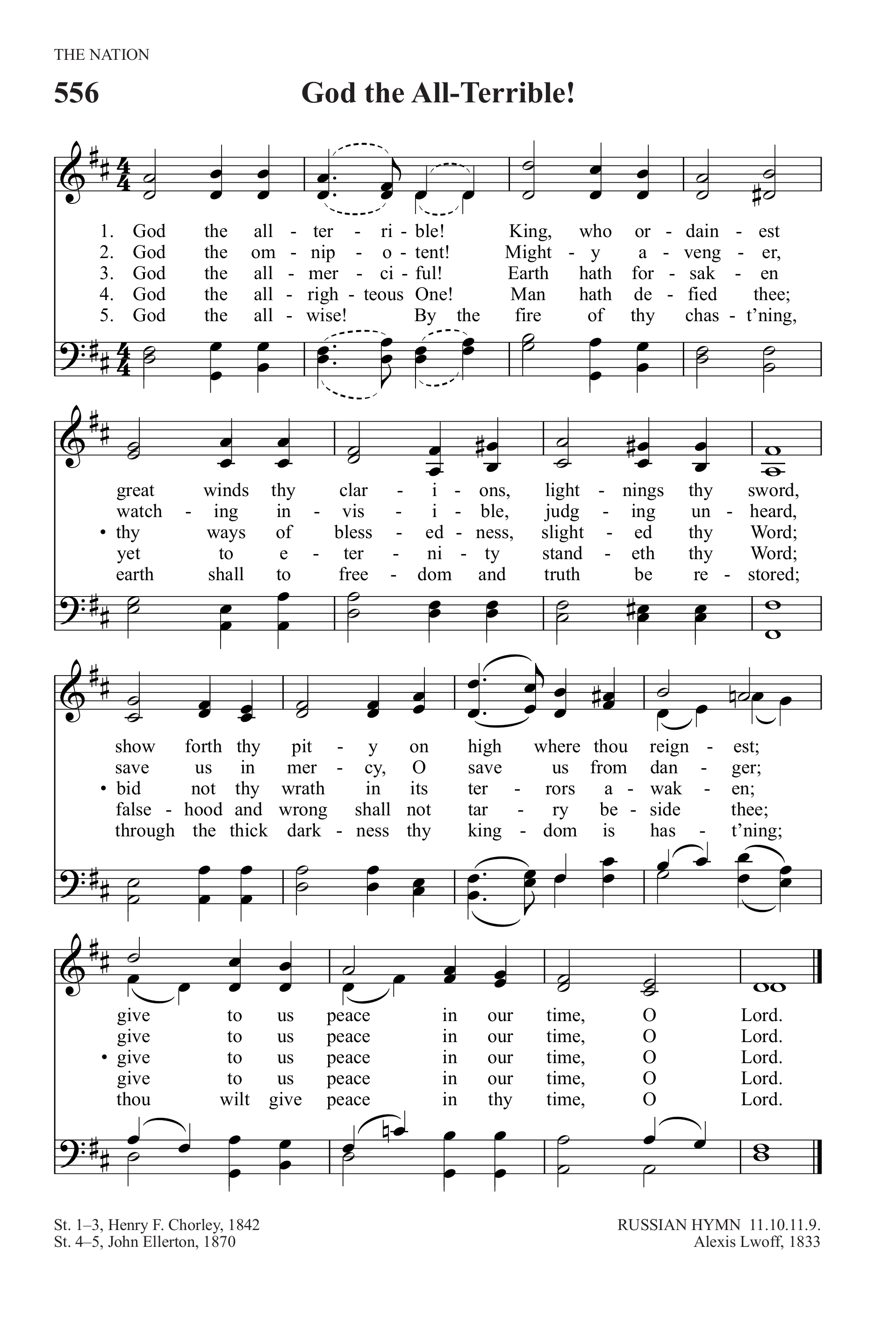 Hymn Sheet for God the Almighty One! Wisely Ordaining
