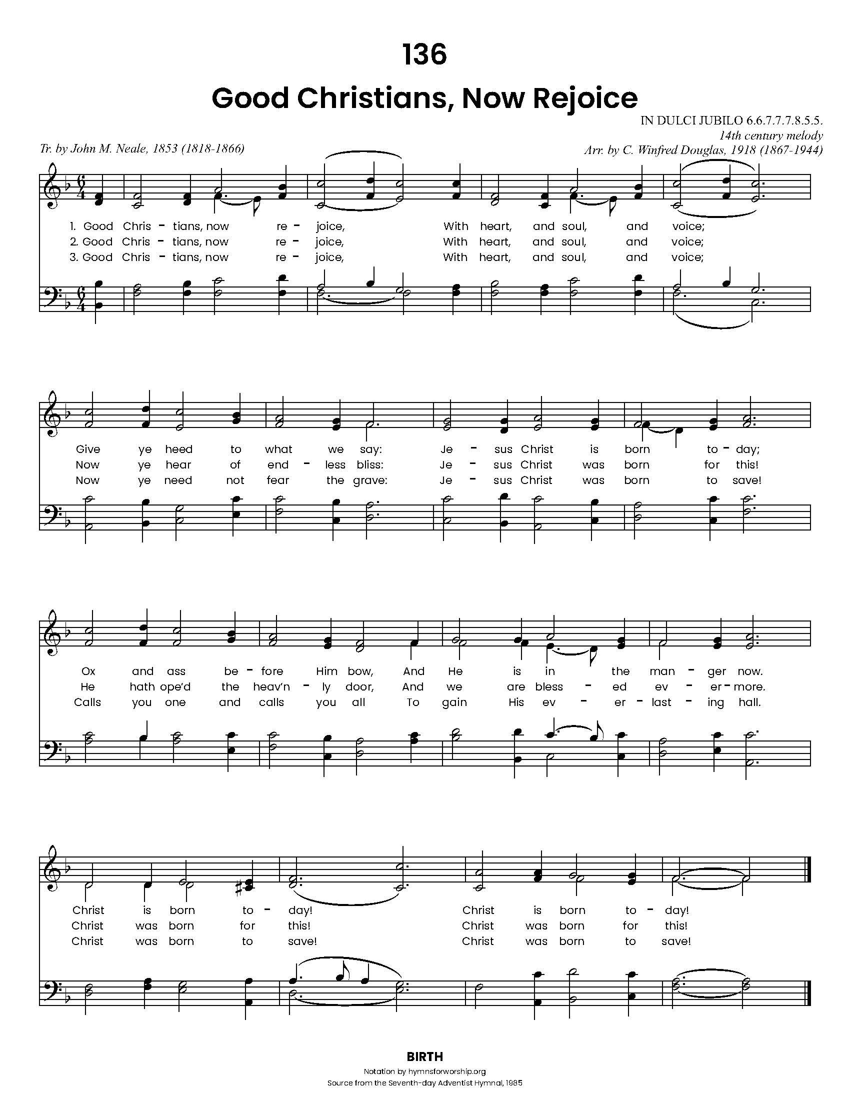 Hymn Sheet for Good Christians, Now Rejoice