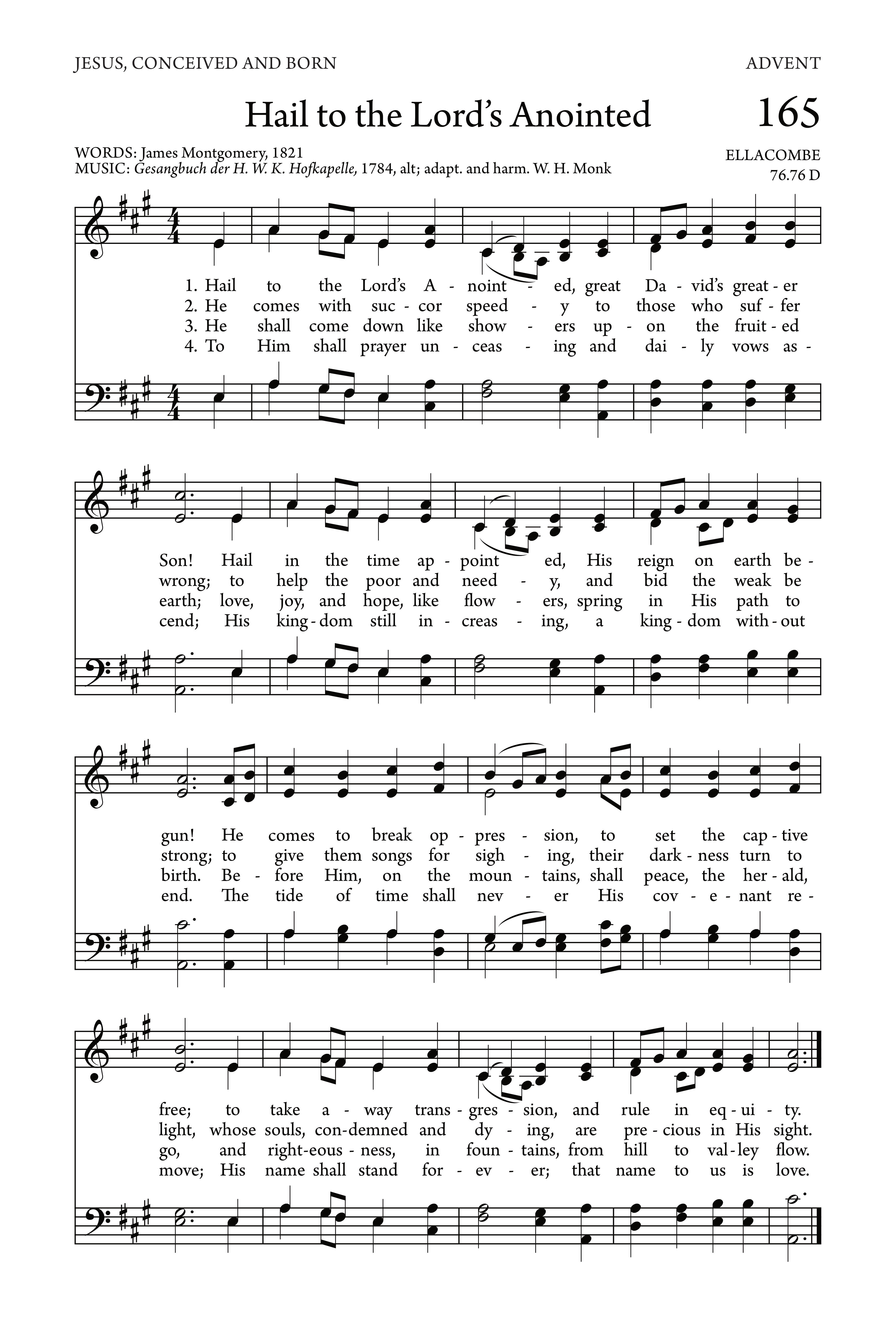 Hymn Sheet for Hail To The Lord’s Anointed