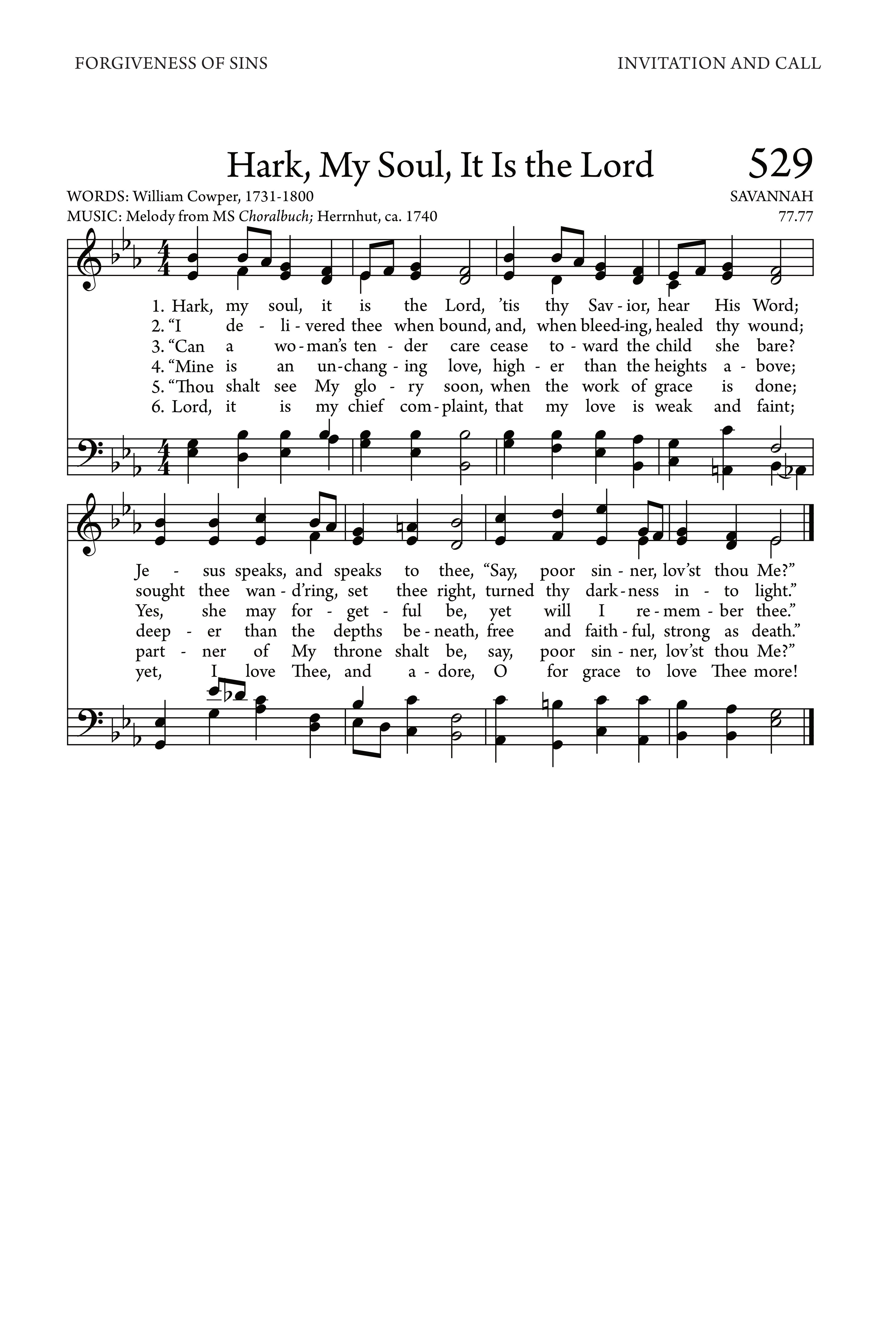 Hymn Sheet for Hark, My Soul! It Is The Lord!