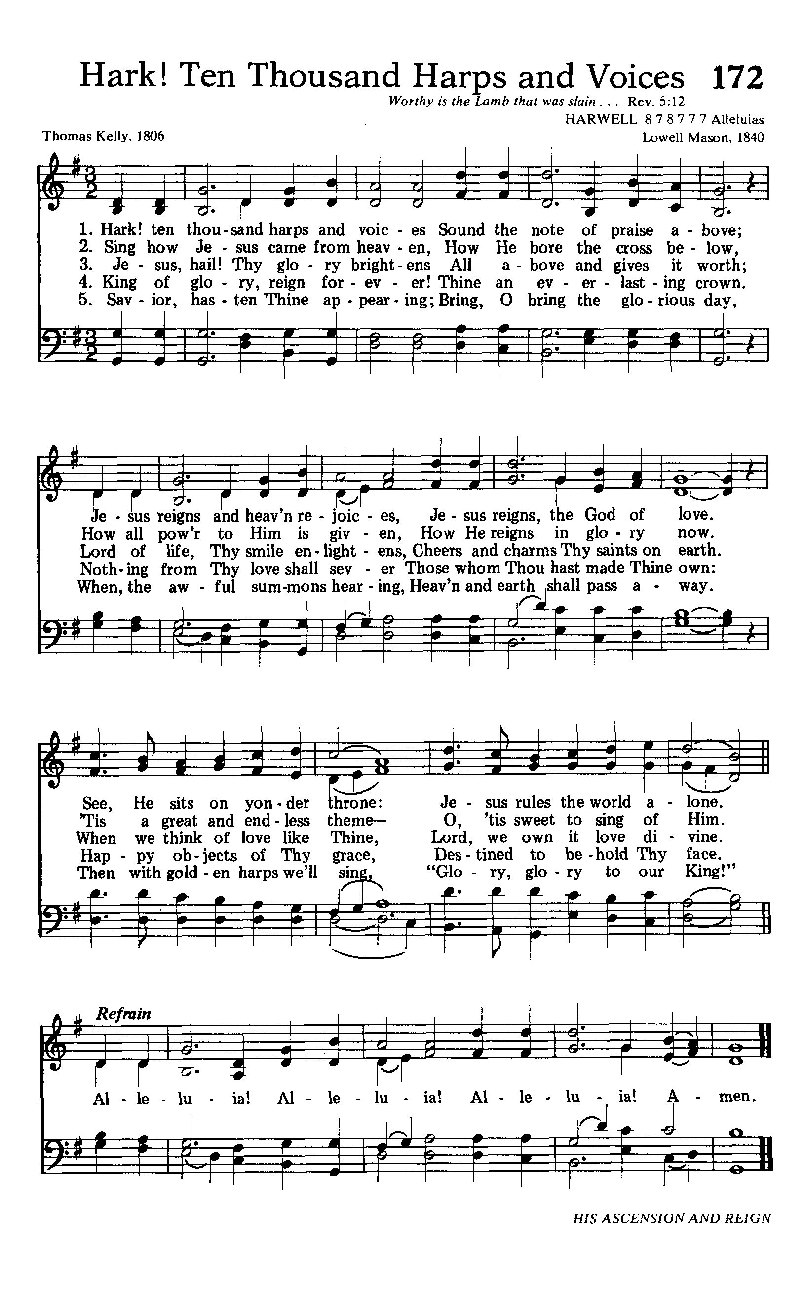 Hymn Sheet for Hark! Ten Thousand Harps and Voices