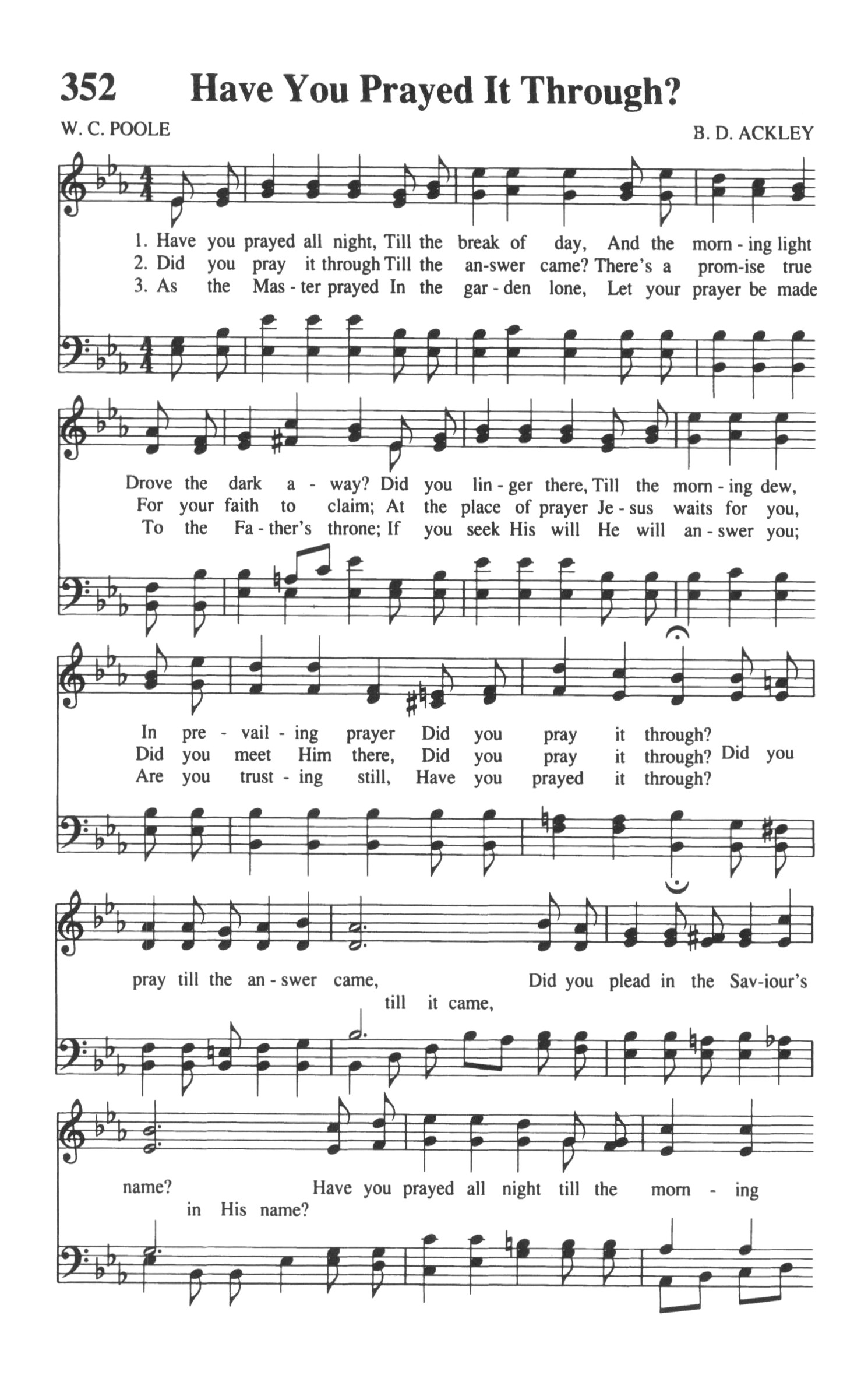 Hymn Sheet for Have You Prayed All Night