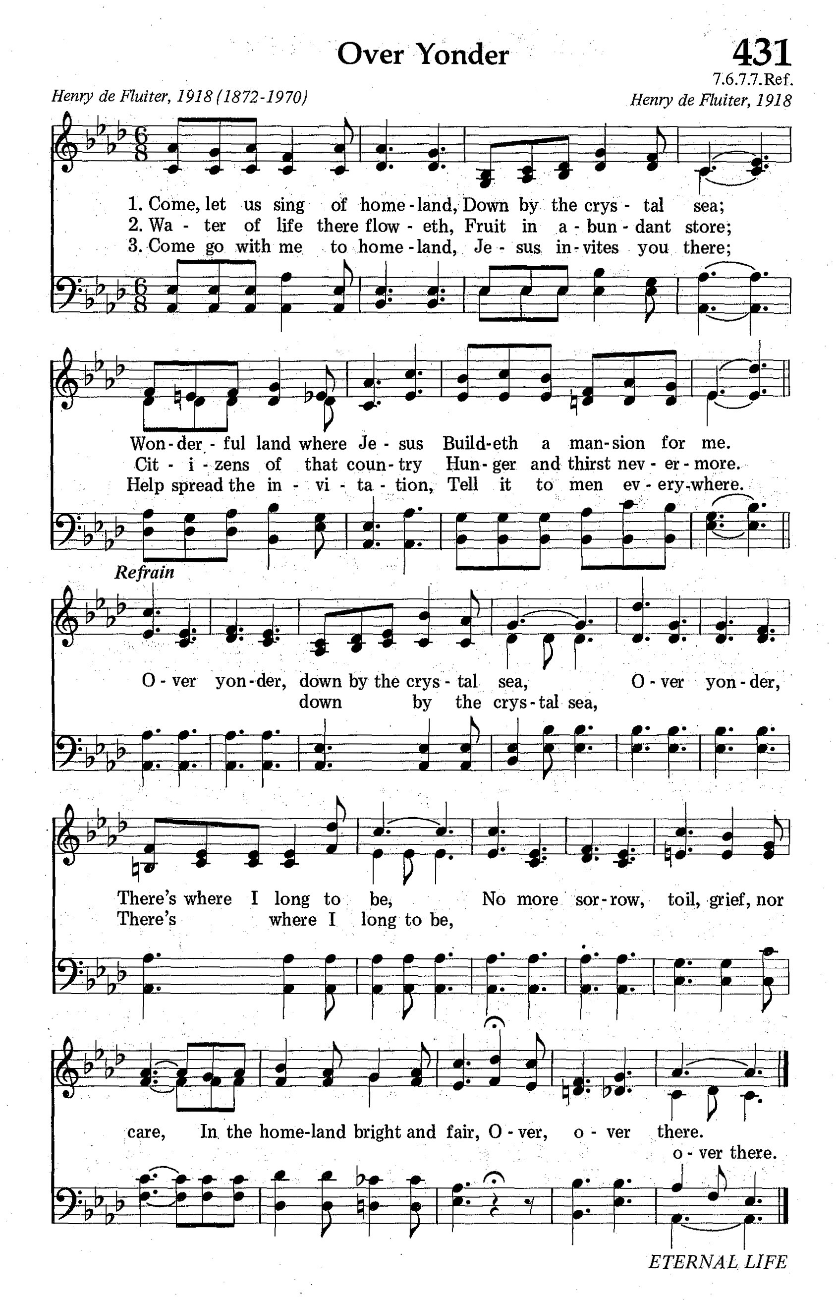 Hymn Sheet for Over Yonder