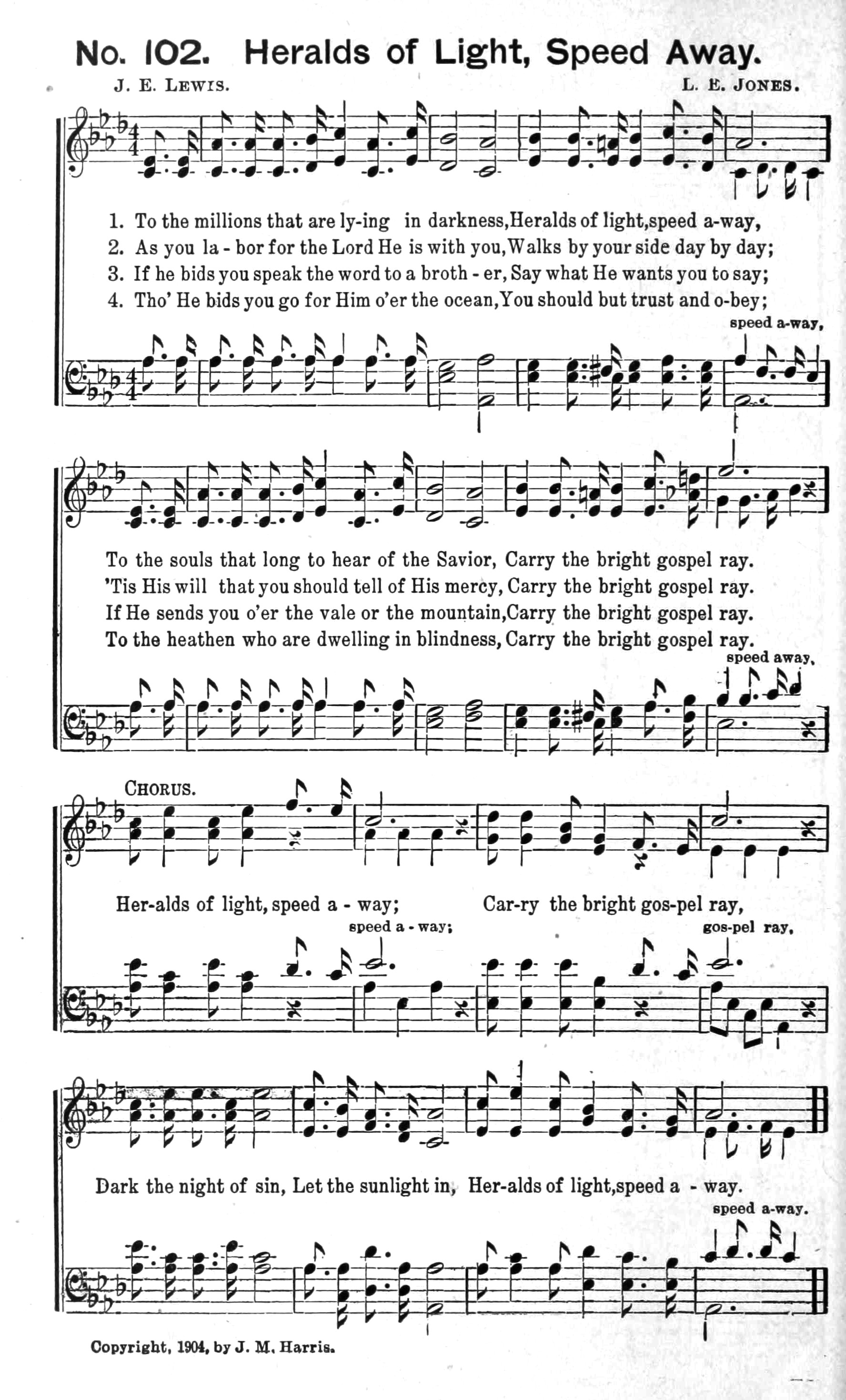 Hymn Sheet for Heralds of Light, Speed Away