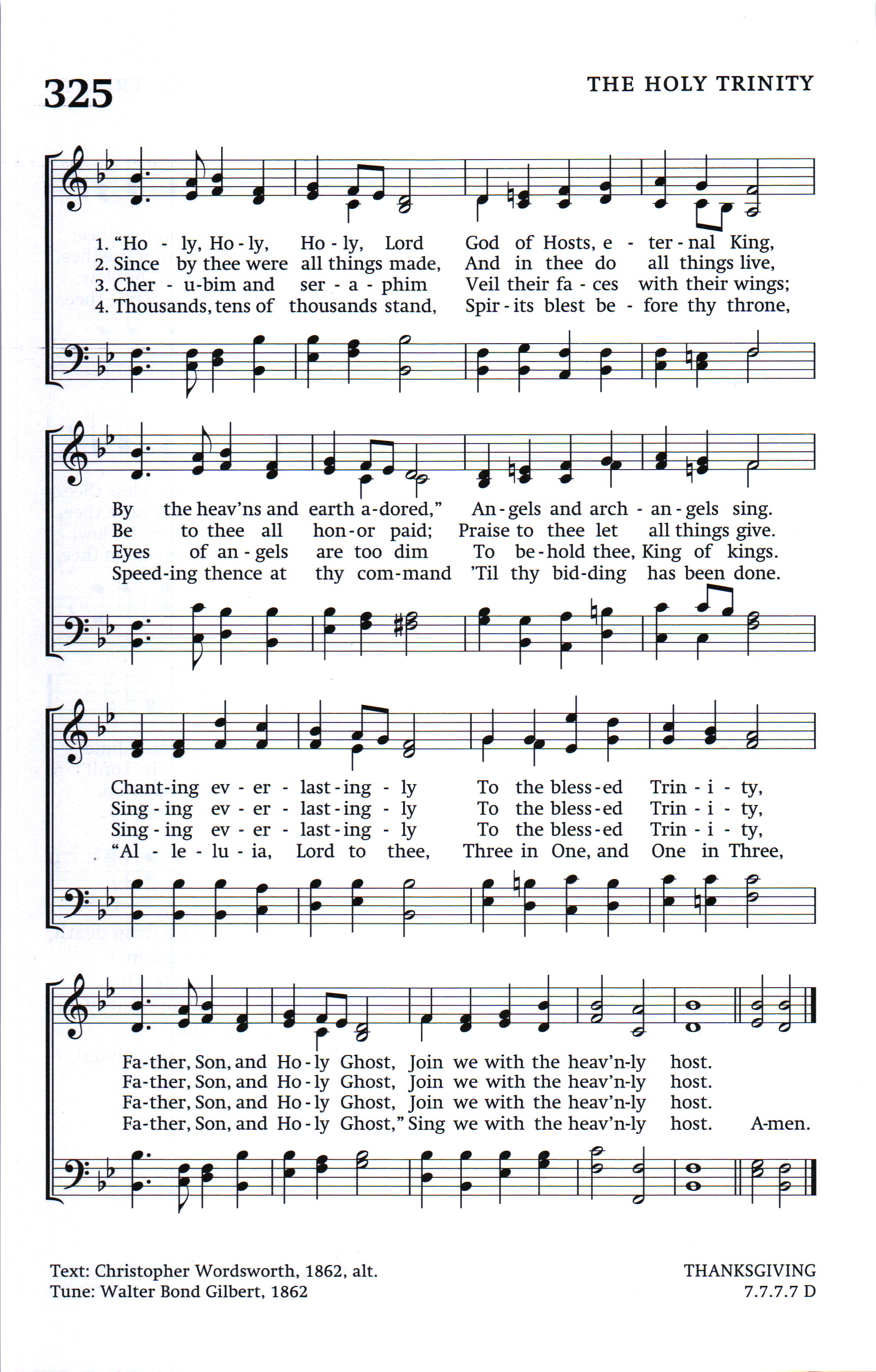 Hymn Sheet for Holy, Holy, Holy, Lord, God of hosts, Eternal King