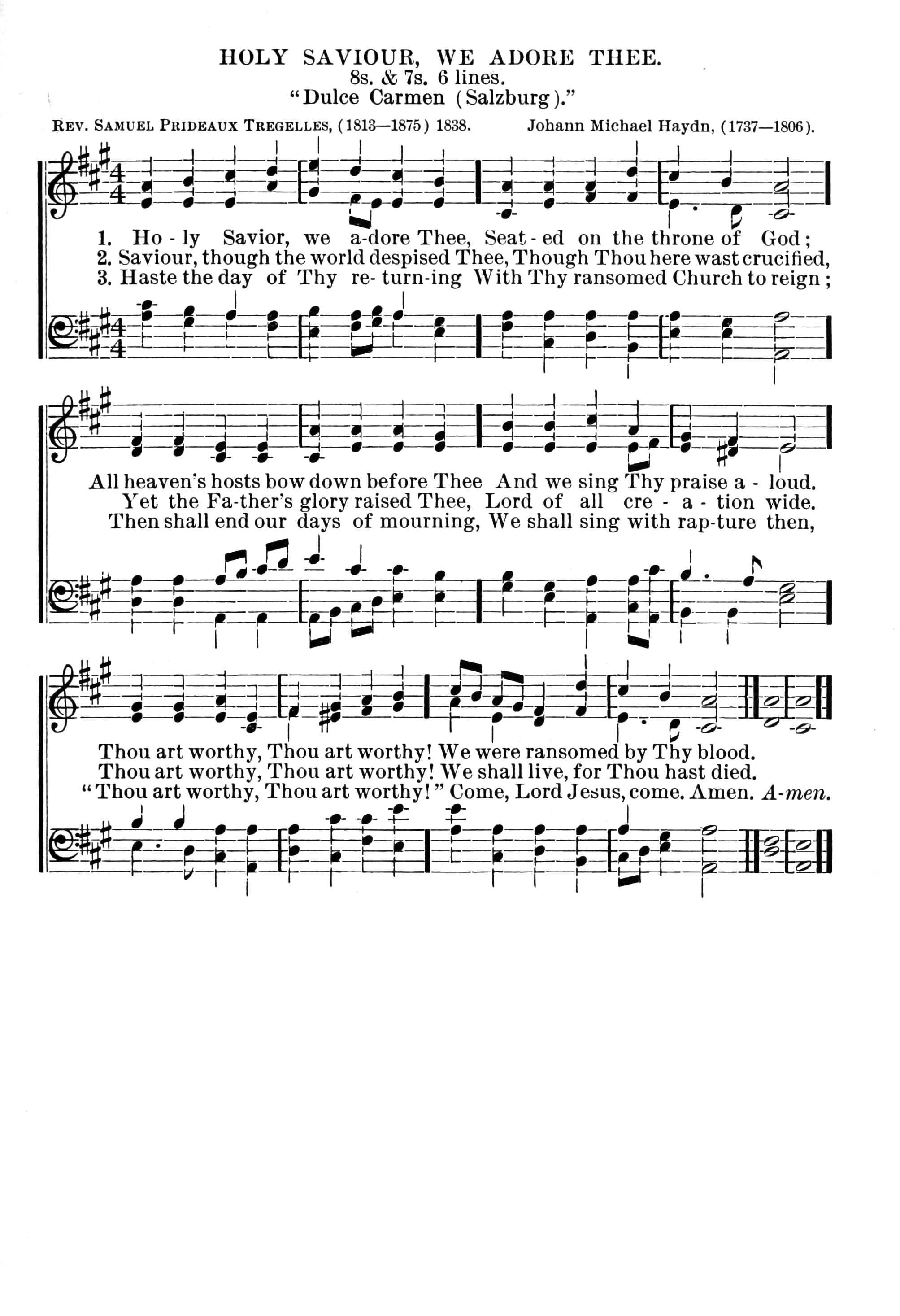 Hymn Sheet for Thou Art Worthy