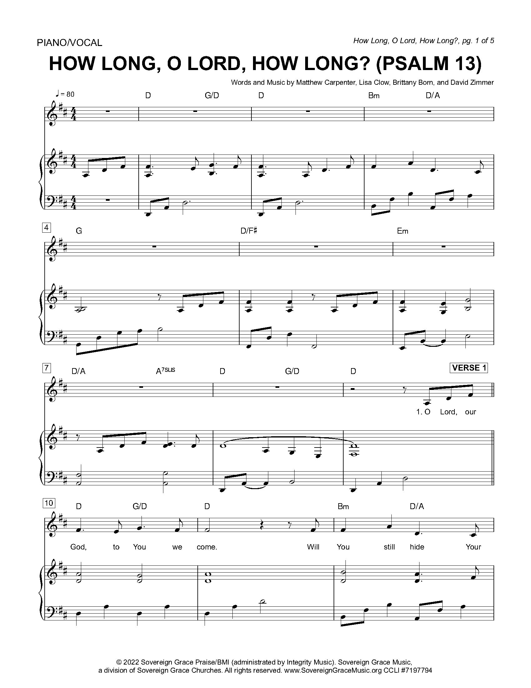 Hymn Sheet for How Long, O Lord, How Long? (Psalm 13)