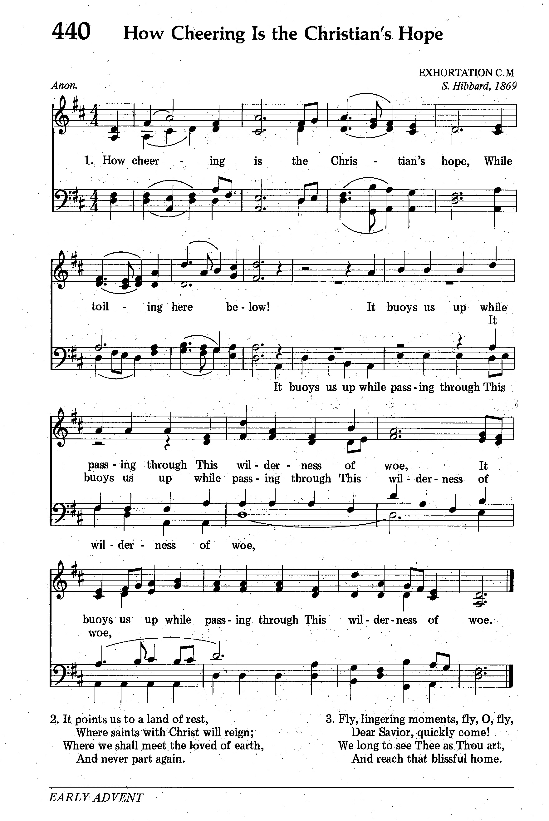 Hymn Sheet for How Cheering Is the Christian's Hope