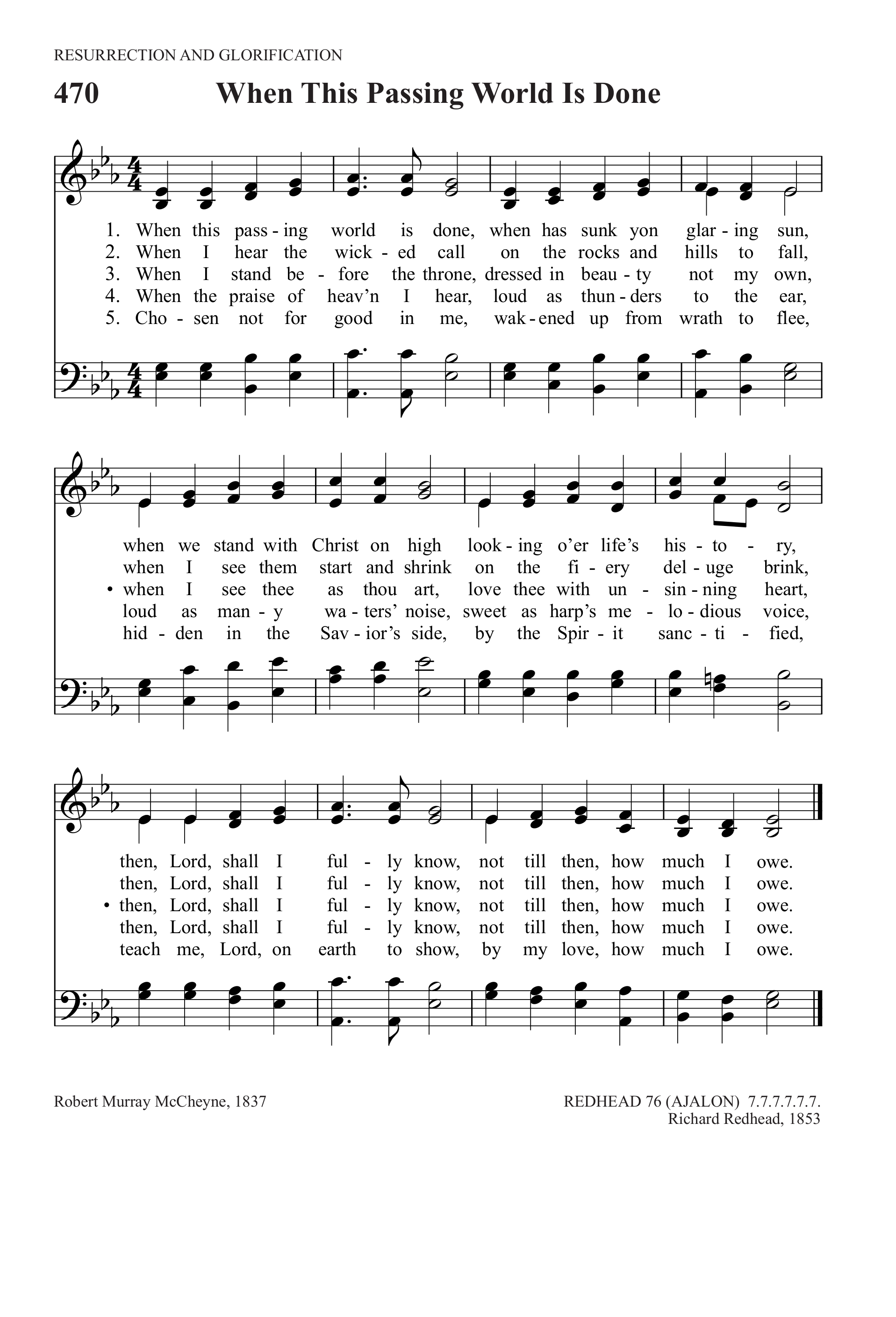 Hymn Sheet for How Much I Owe