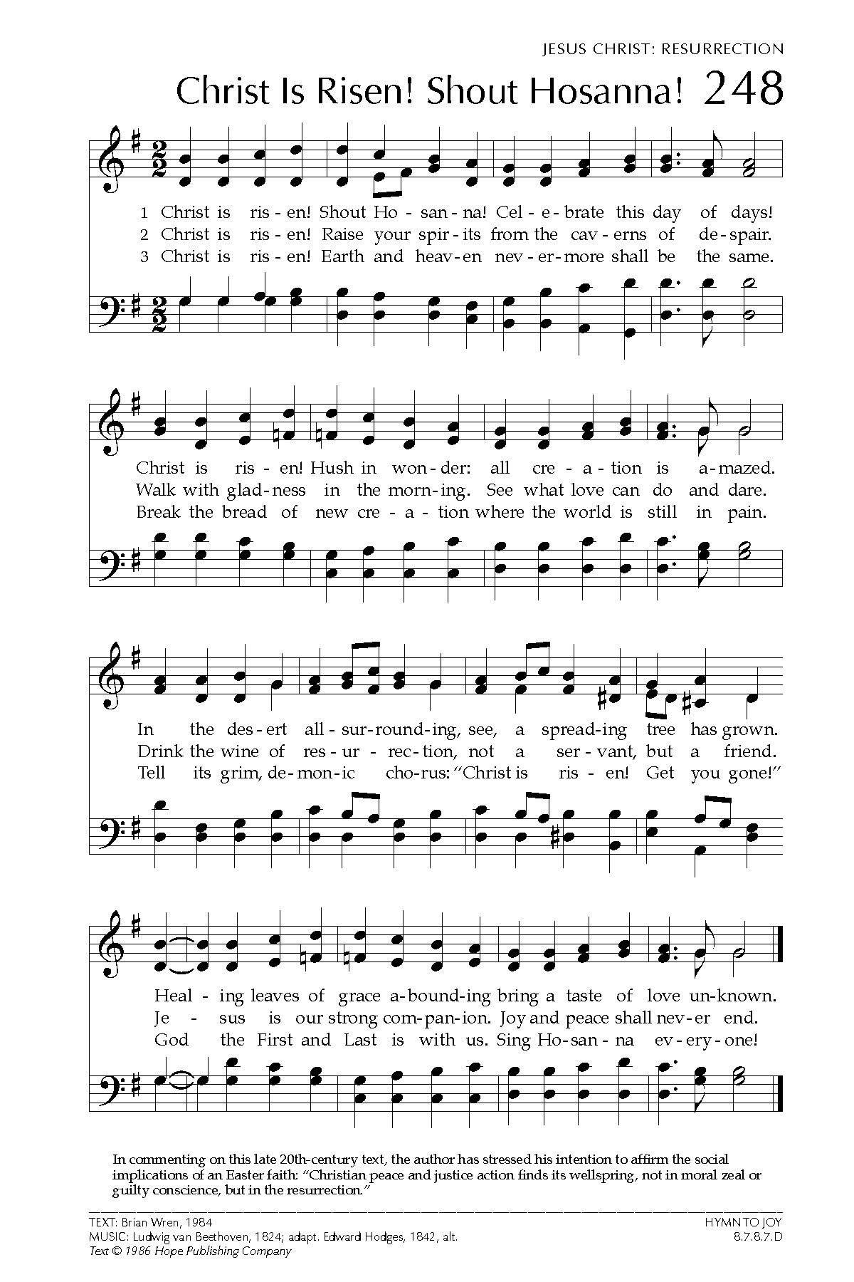 Hymn Sheet for Christ Is Risen! Shout Hosanna!