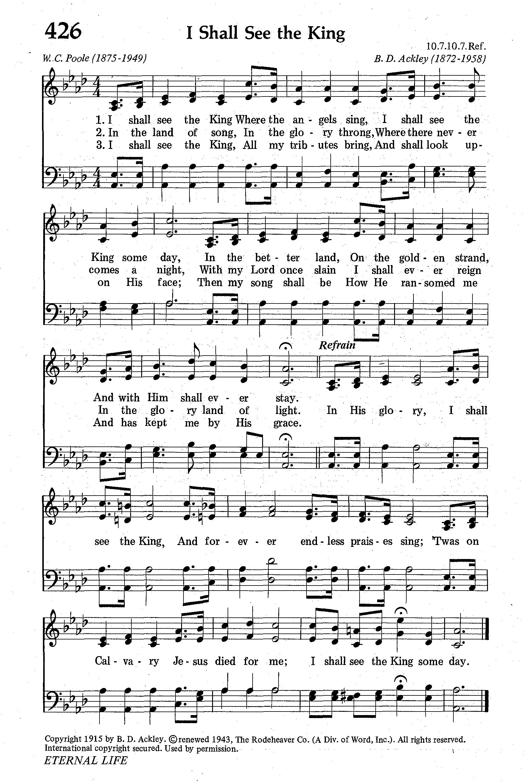 Hymn Sheet for I Shall See the King