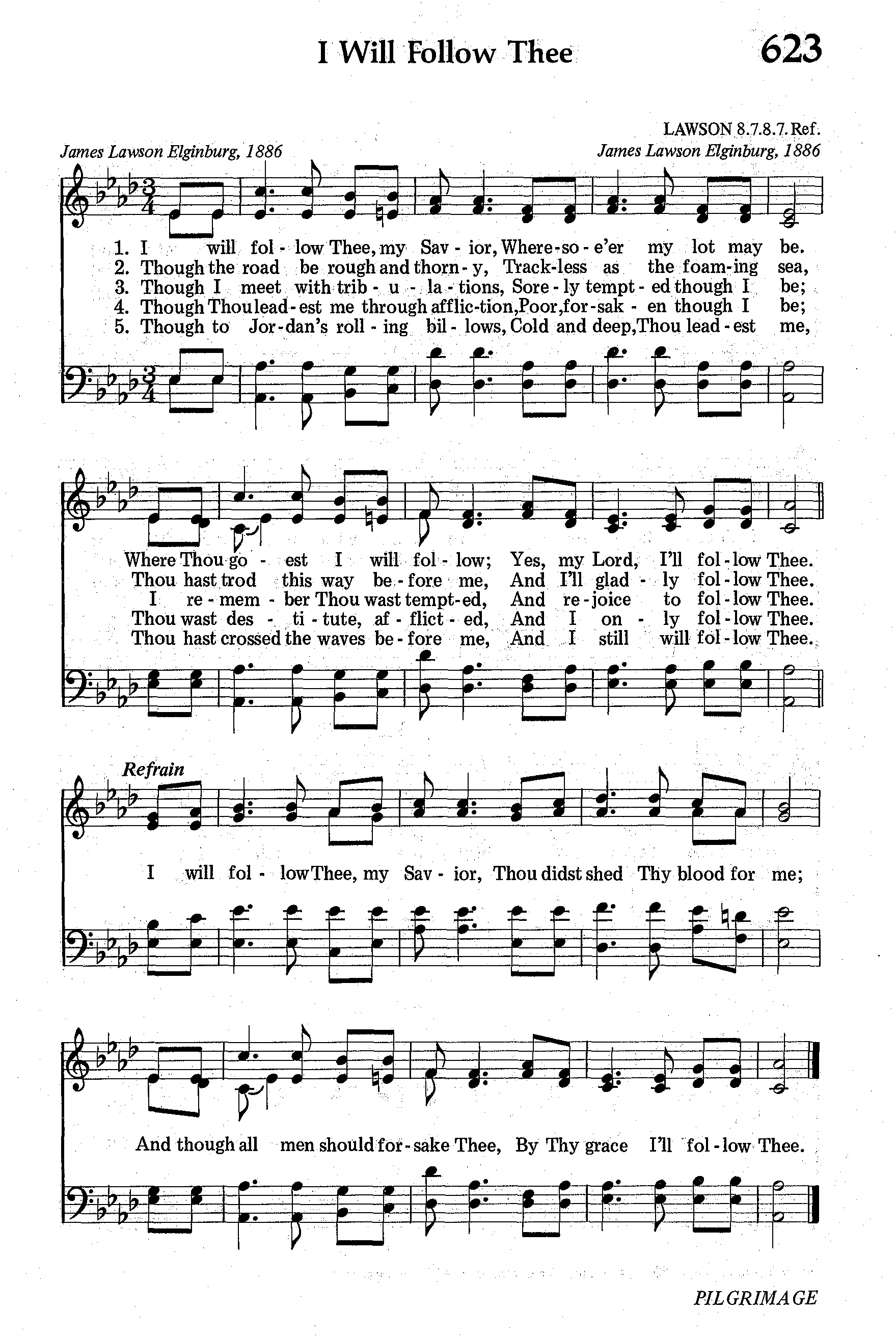 Hymn Sheet for I Will Follow Thee, My Saviour