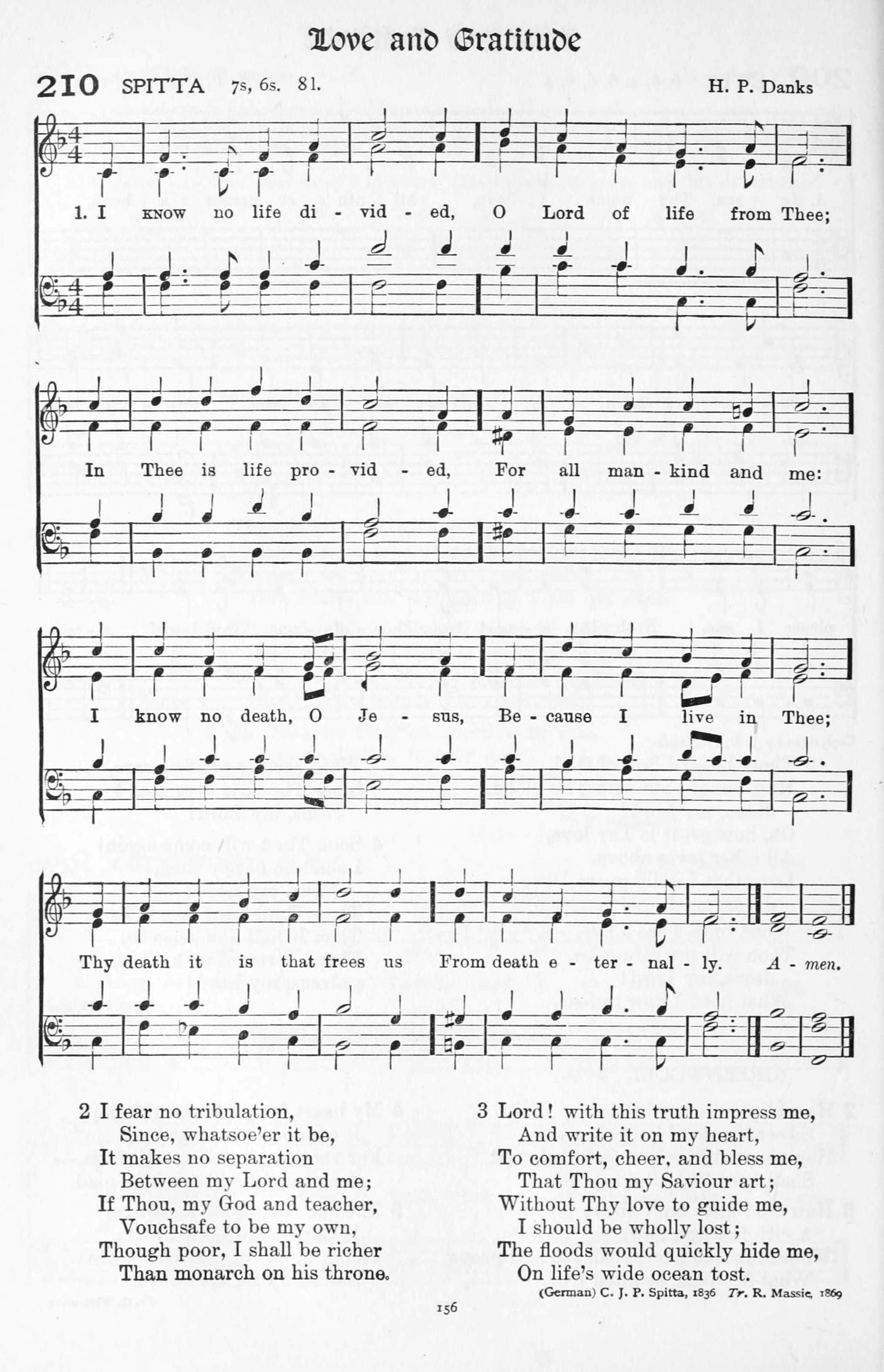 Hymn Sheet for I Know No Life Divided