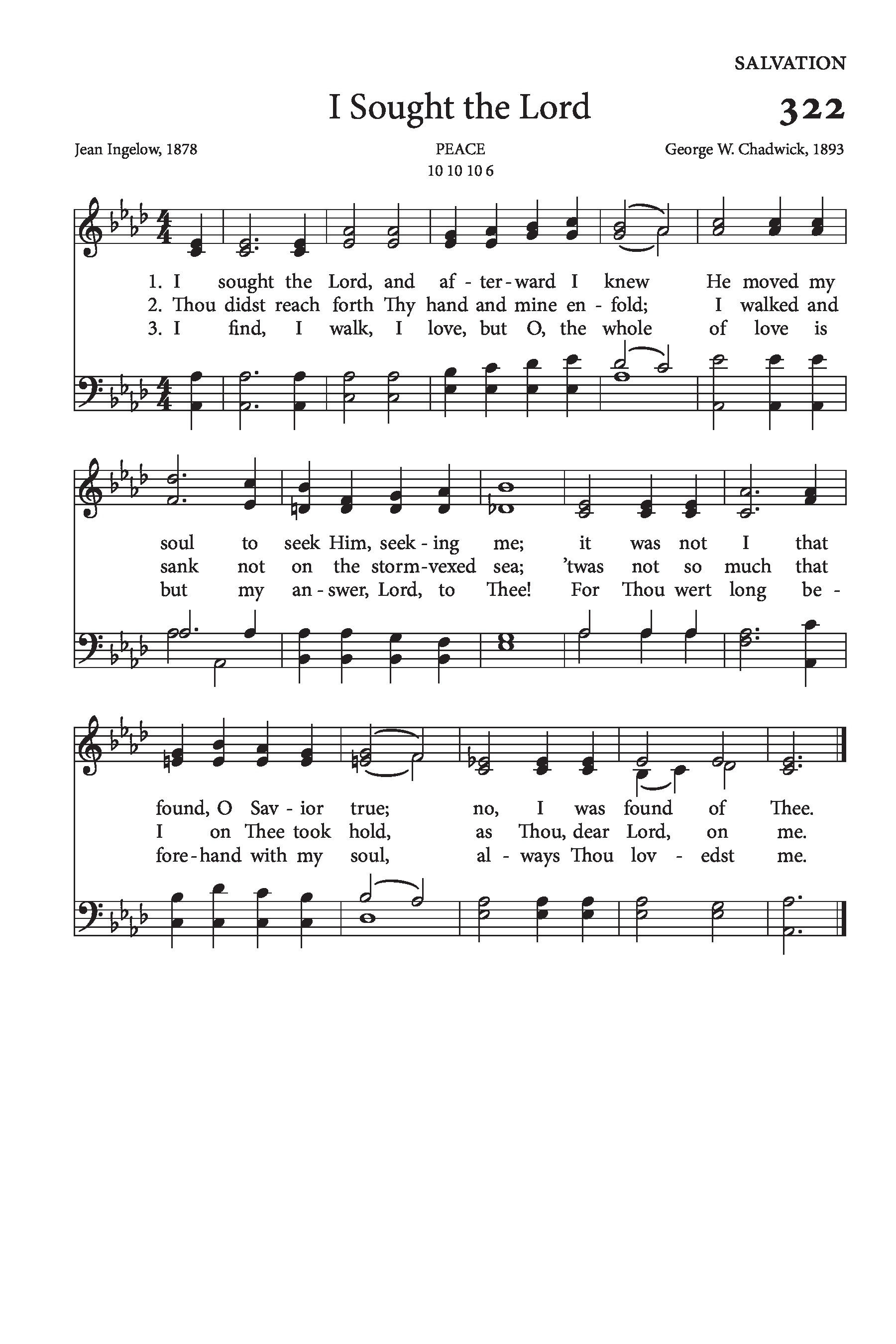Hymn Sheet for I sought the Lord