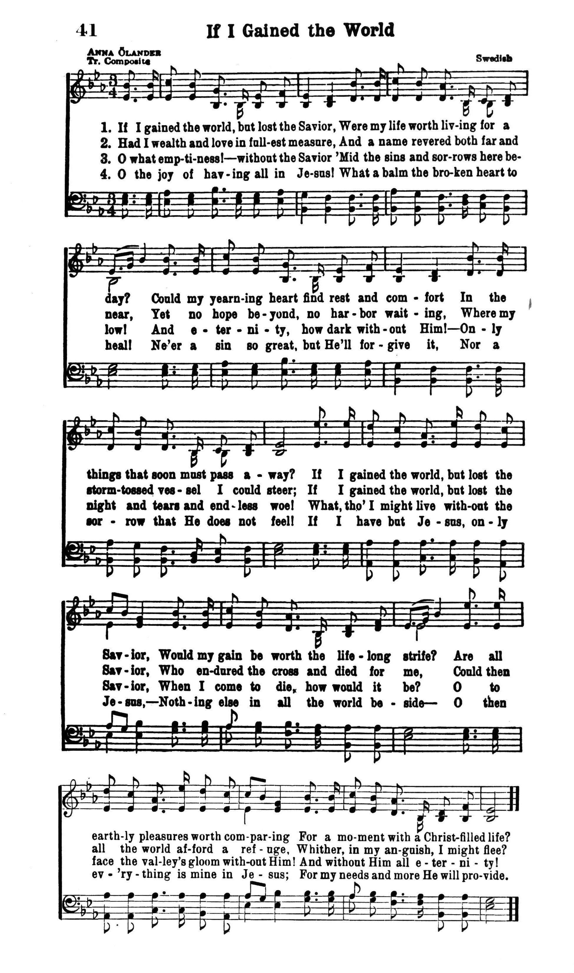 Hymn Sheet for If I Gained the World