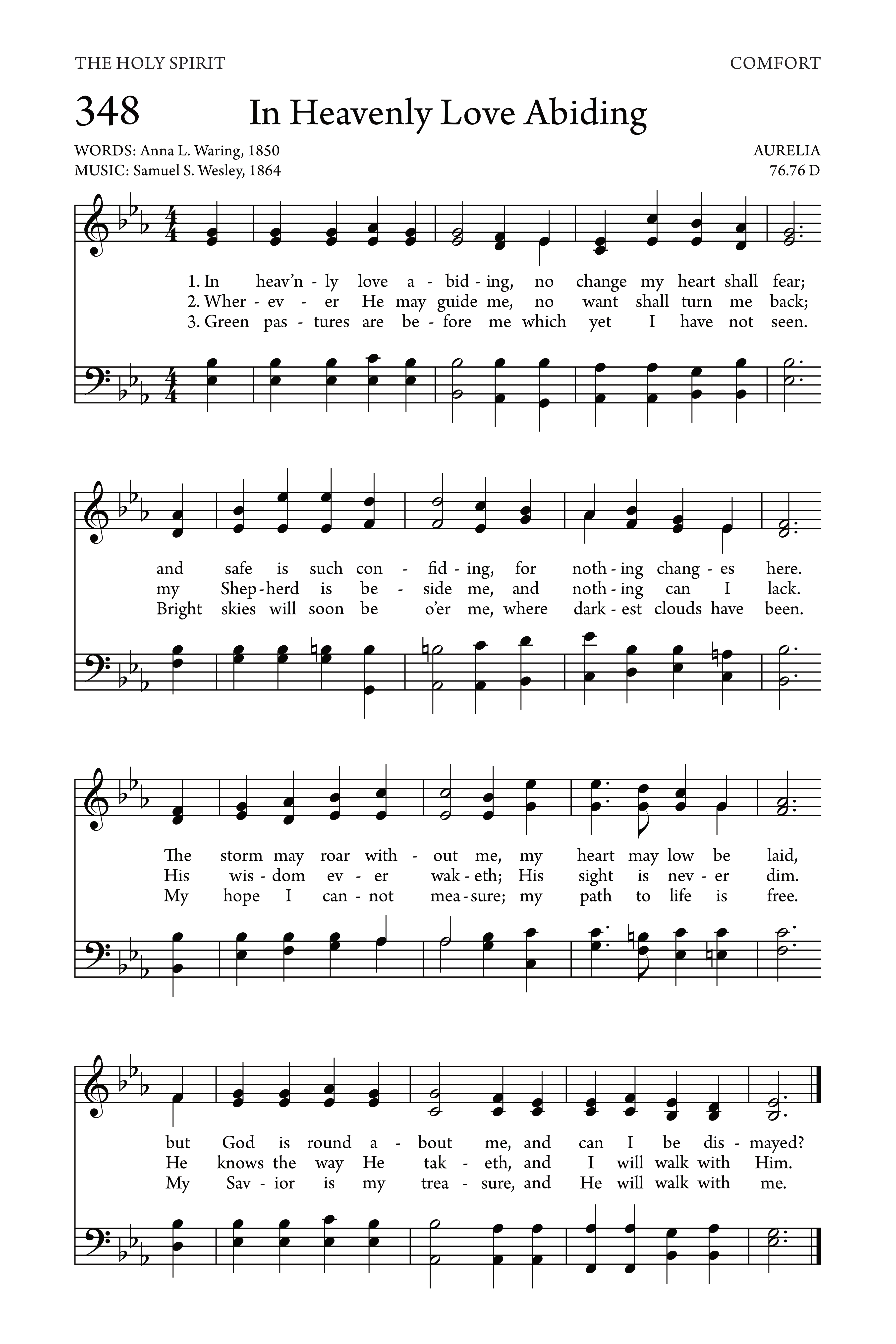 Hymn Sheet for In Heavenly Love Abiding