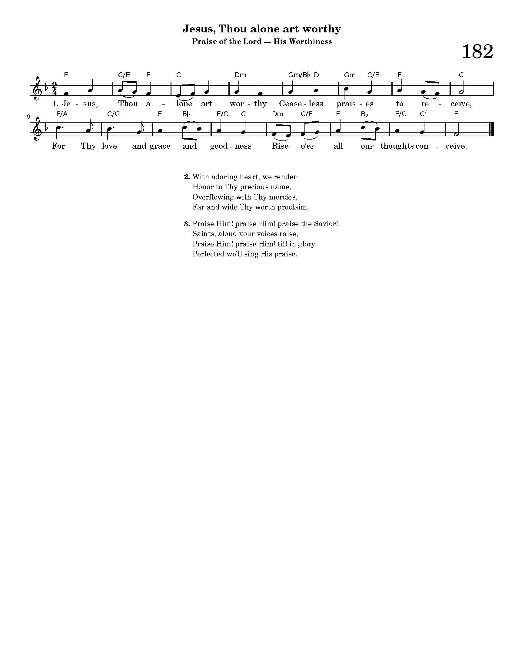 Hymn Sheet for Jesus, Thou Alone Art Worth