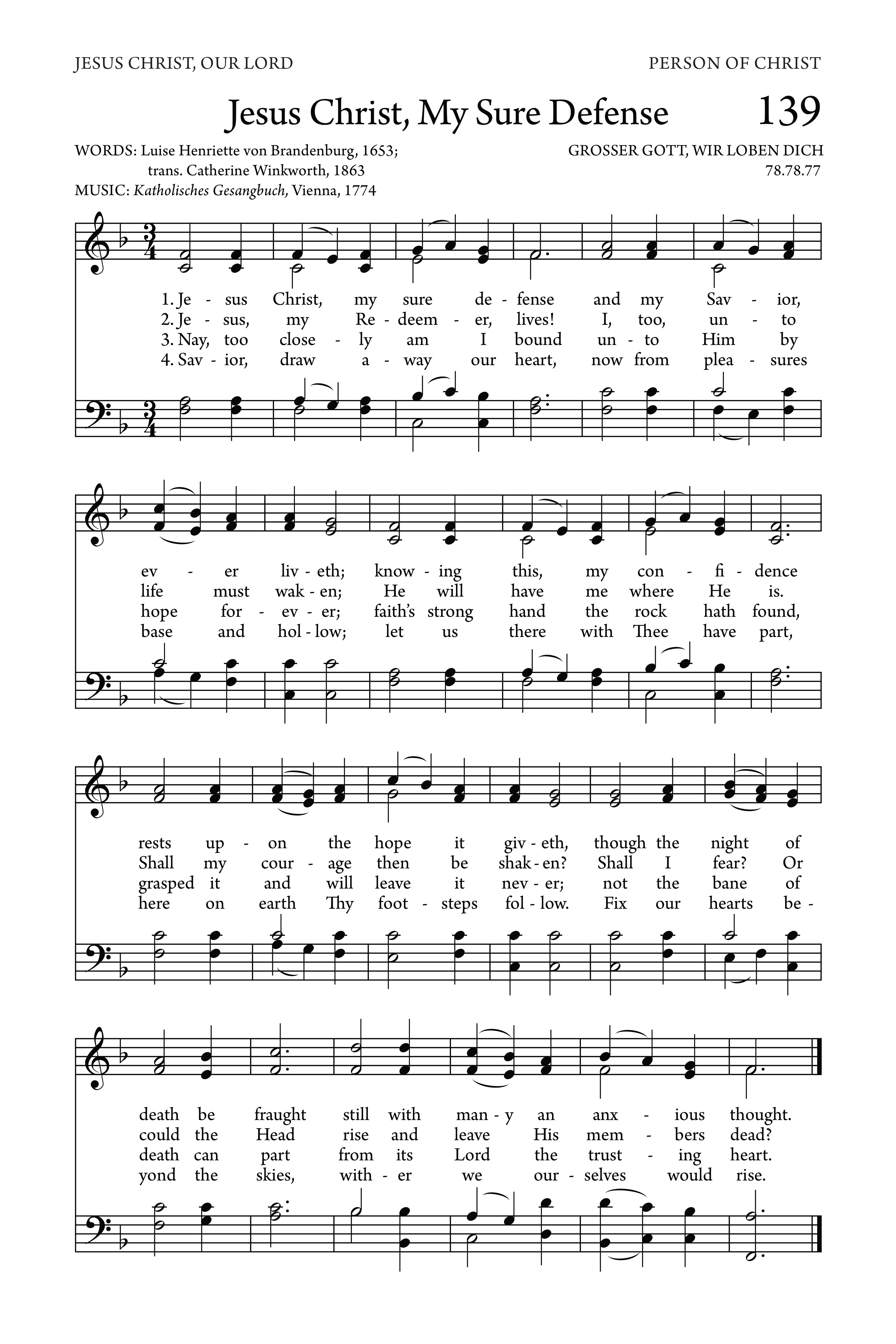 Hymn Sheet for Jesus Christ, My Sure Defense