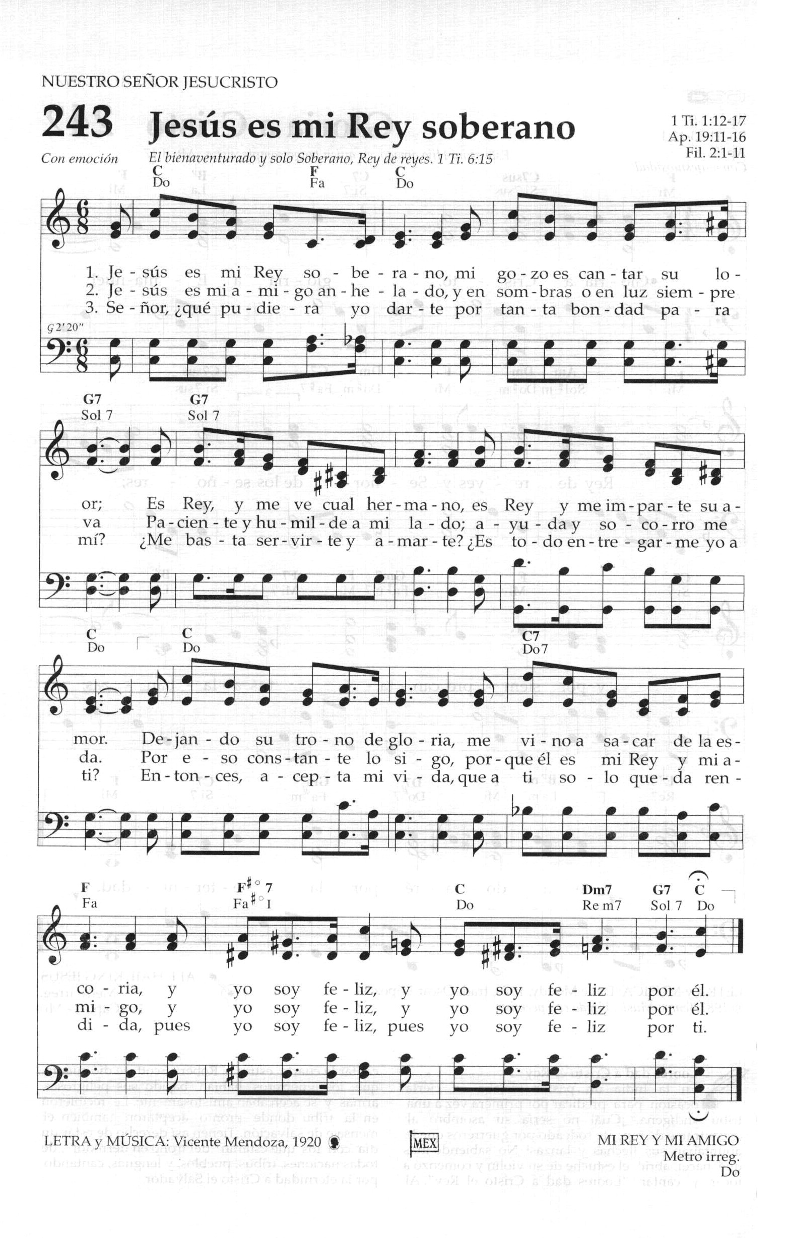 Hymn Sheet for Jesus Es Mi Rey Soberano