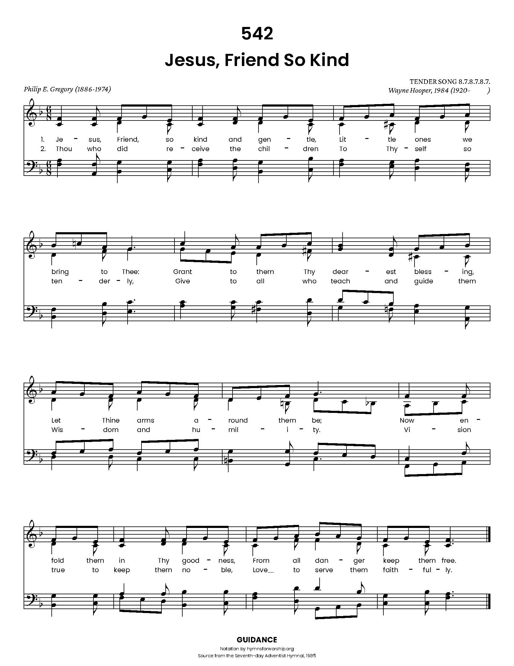 Hymn Sheet for Jesus, Friend So Kind