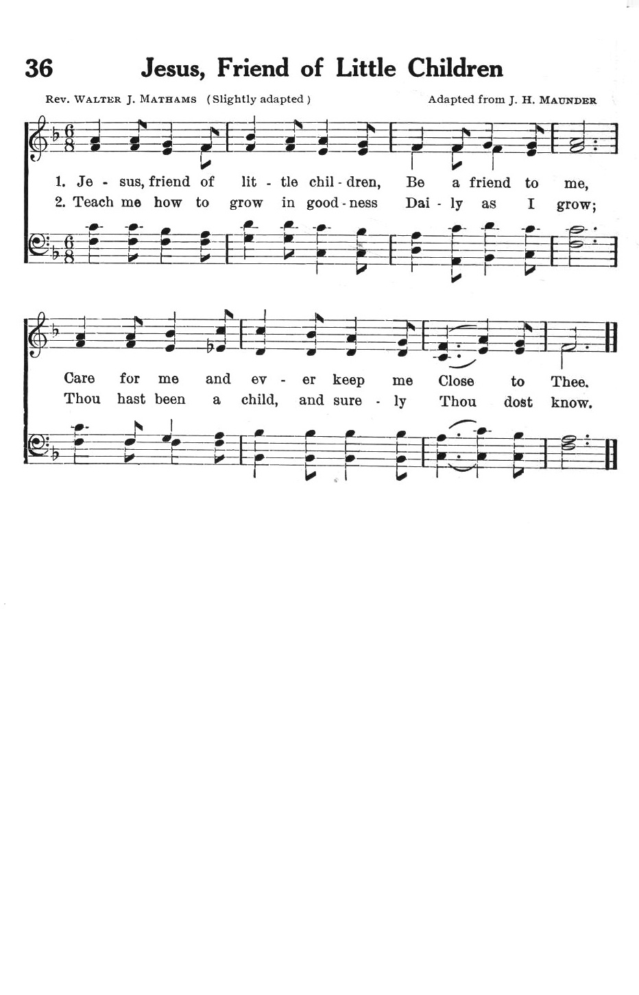 Hymn Sheet for Jesus, Friend of Little Children