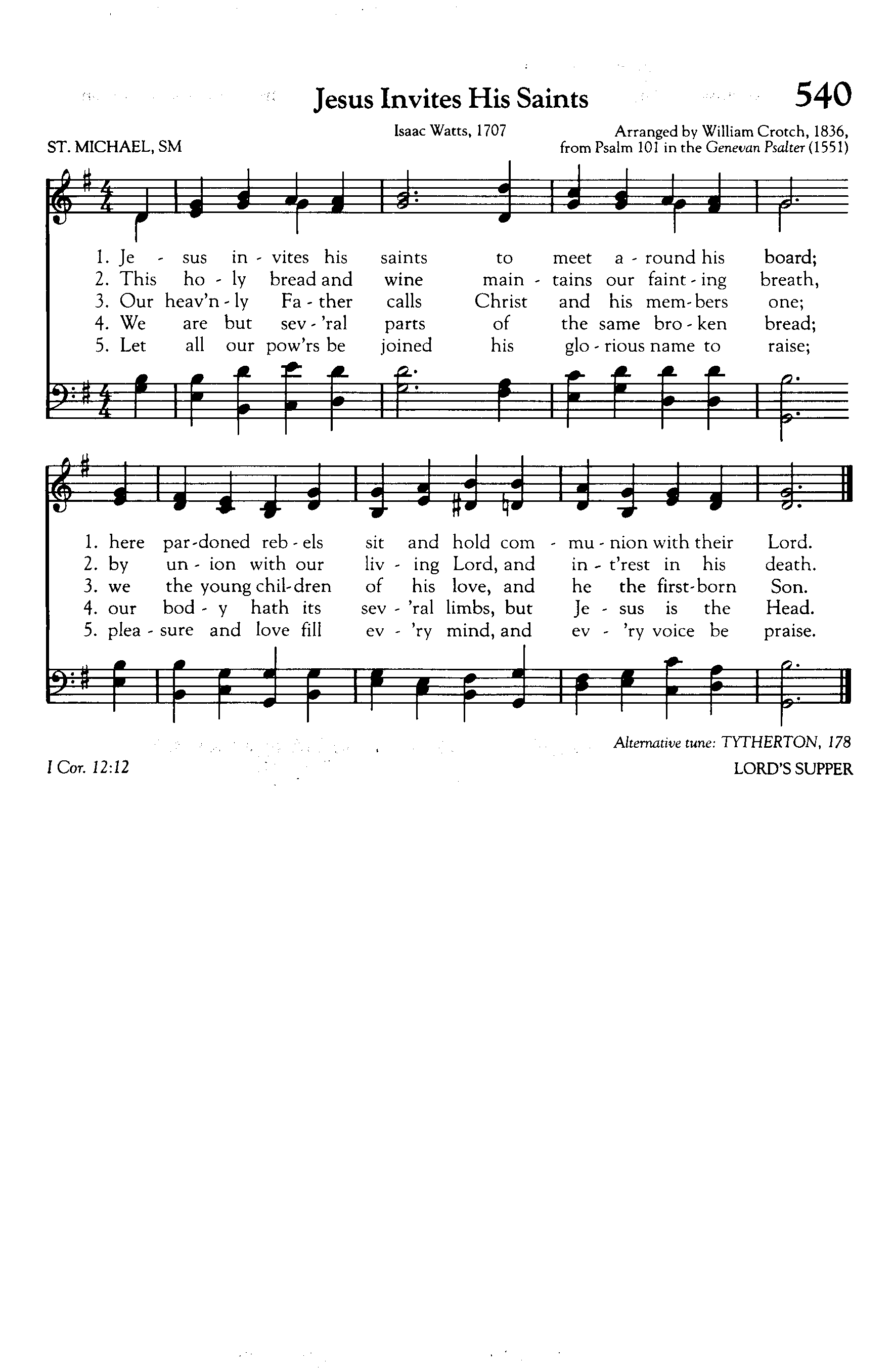 Hymn Sheet for Jesus Invites His Saints