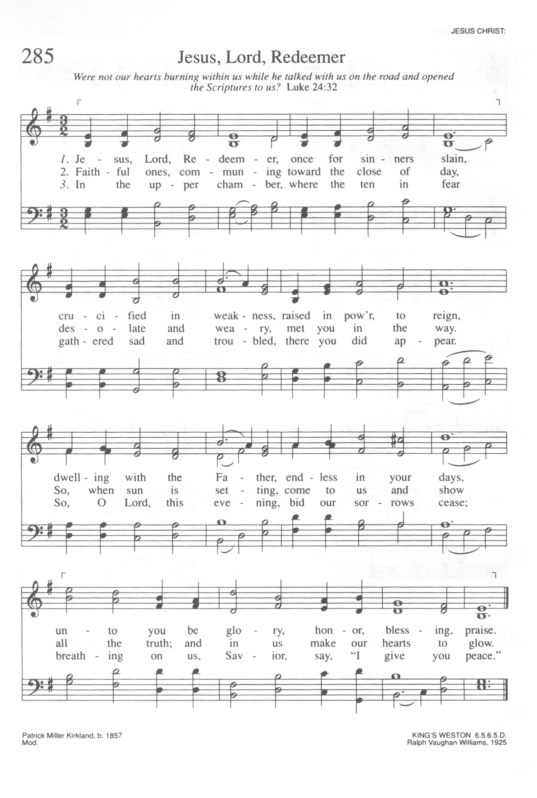 Hymn Sheet for Jesus, Lord, Redeemer