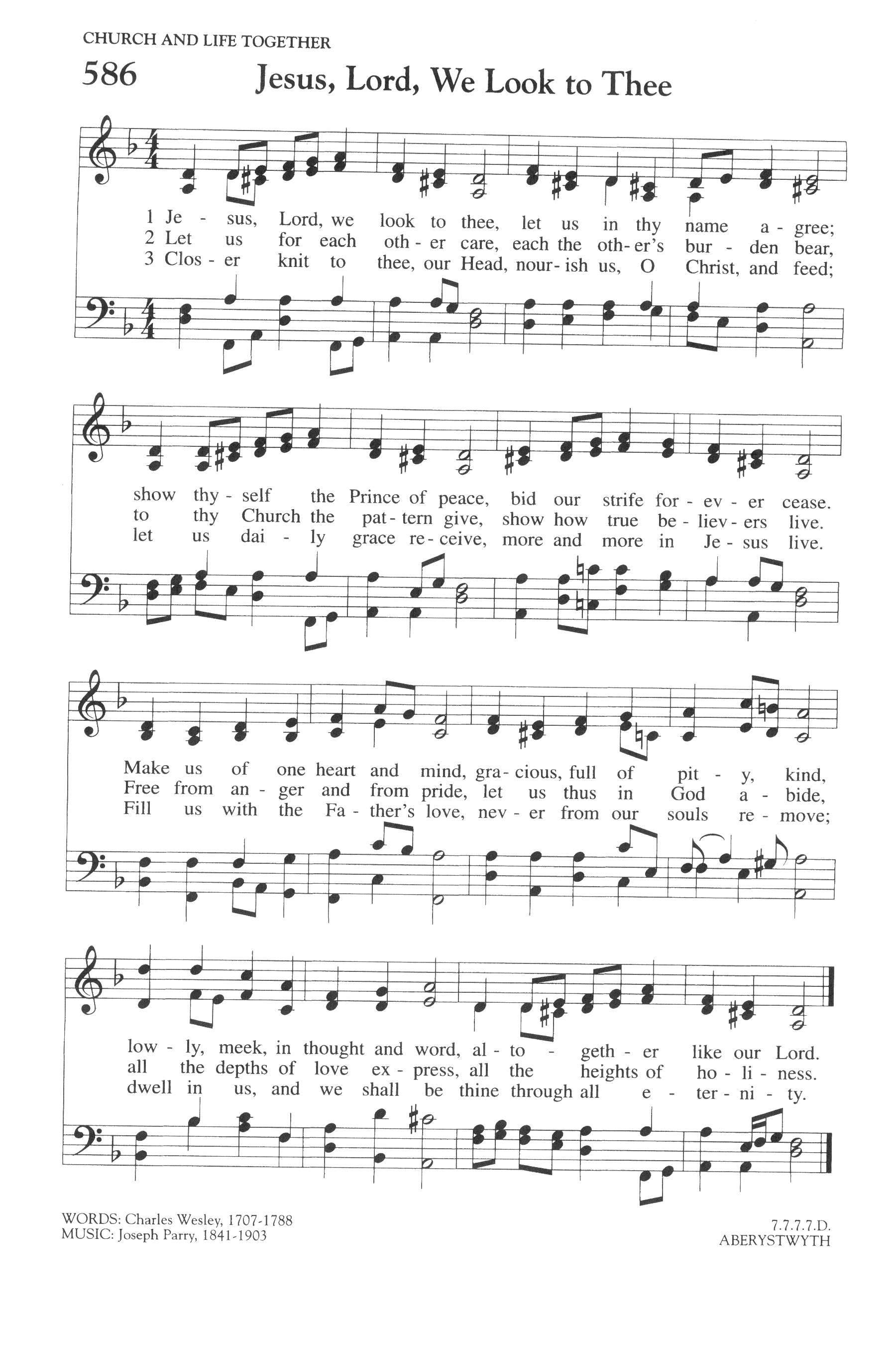 Hymn Sheet for Jesus, Lord, We Look to Thee