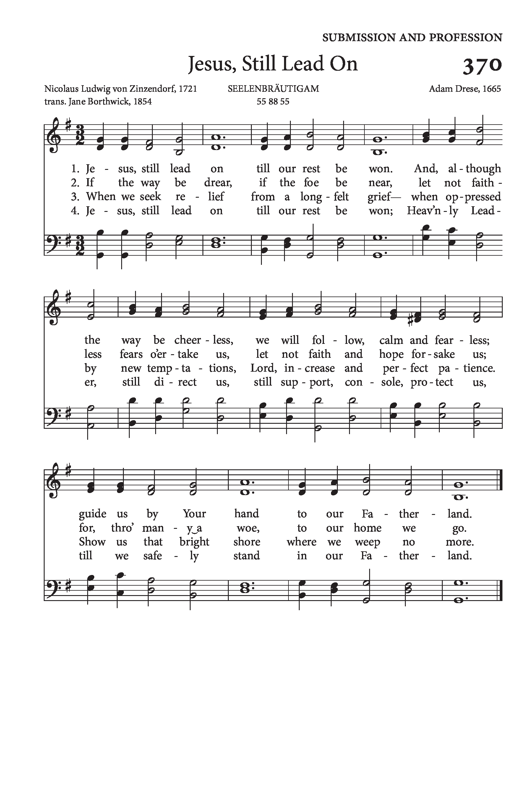 Hymn Sheet for Jesus Still Lead On