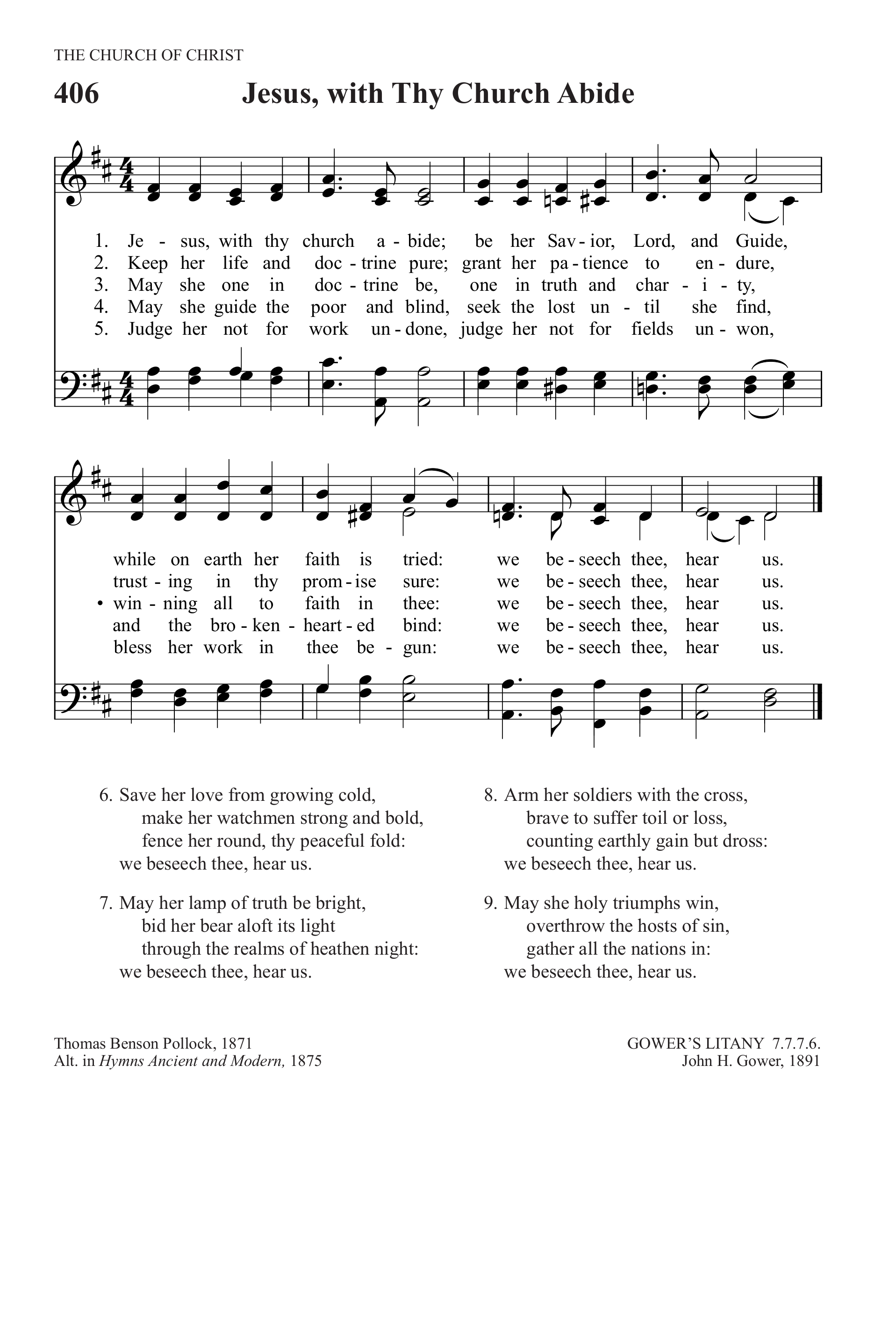 Hymn Sheet for Jesus, With Thy Church Abide