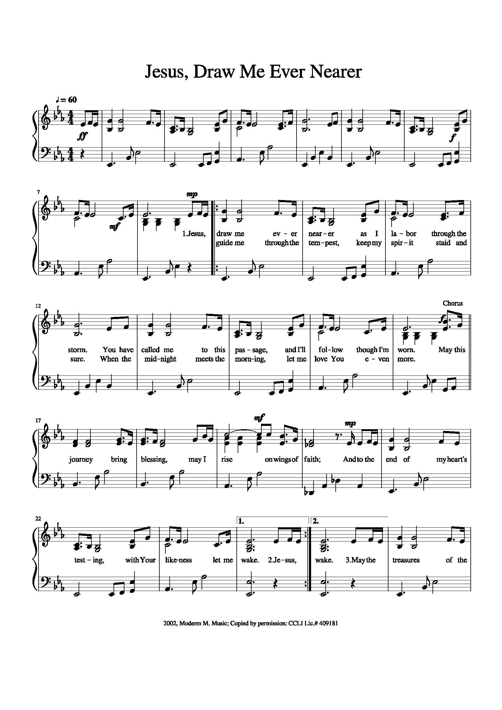 Hymn Sheet for Jesus, Draw Me Ever Nearer