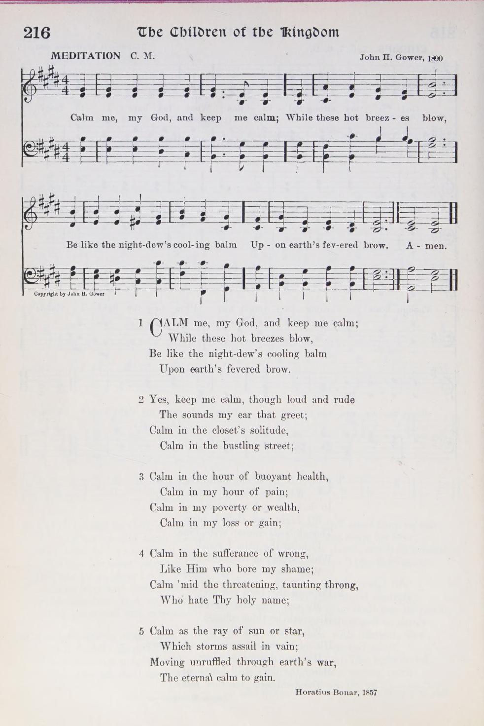 Hymn Sheet for Keep Me Calm