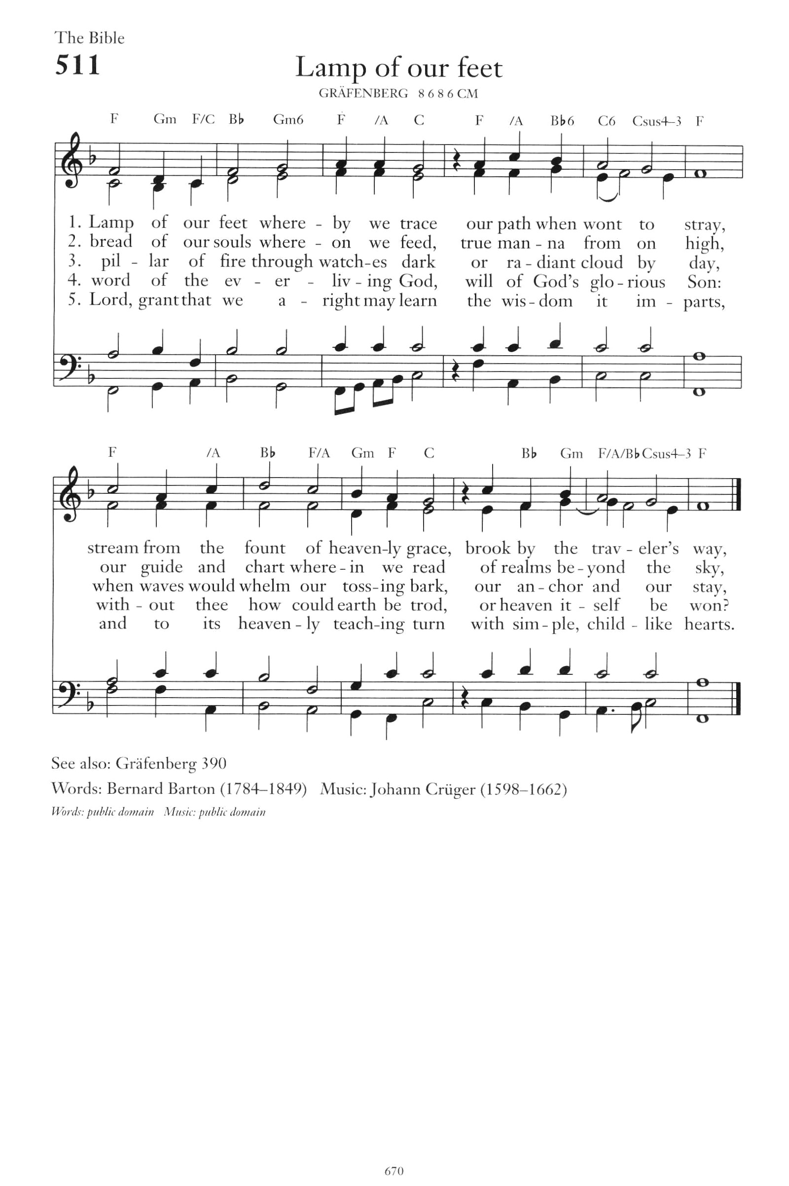 Hymn Sheet for Lamp of Our Feet, Whereby We Trace